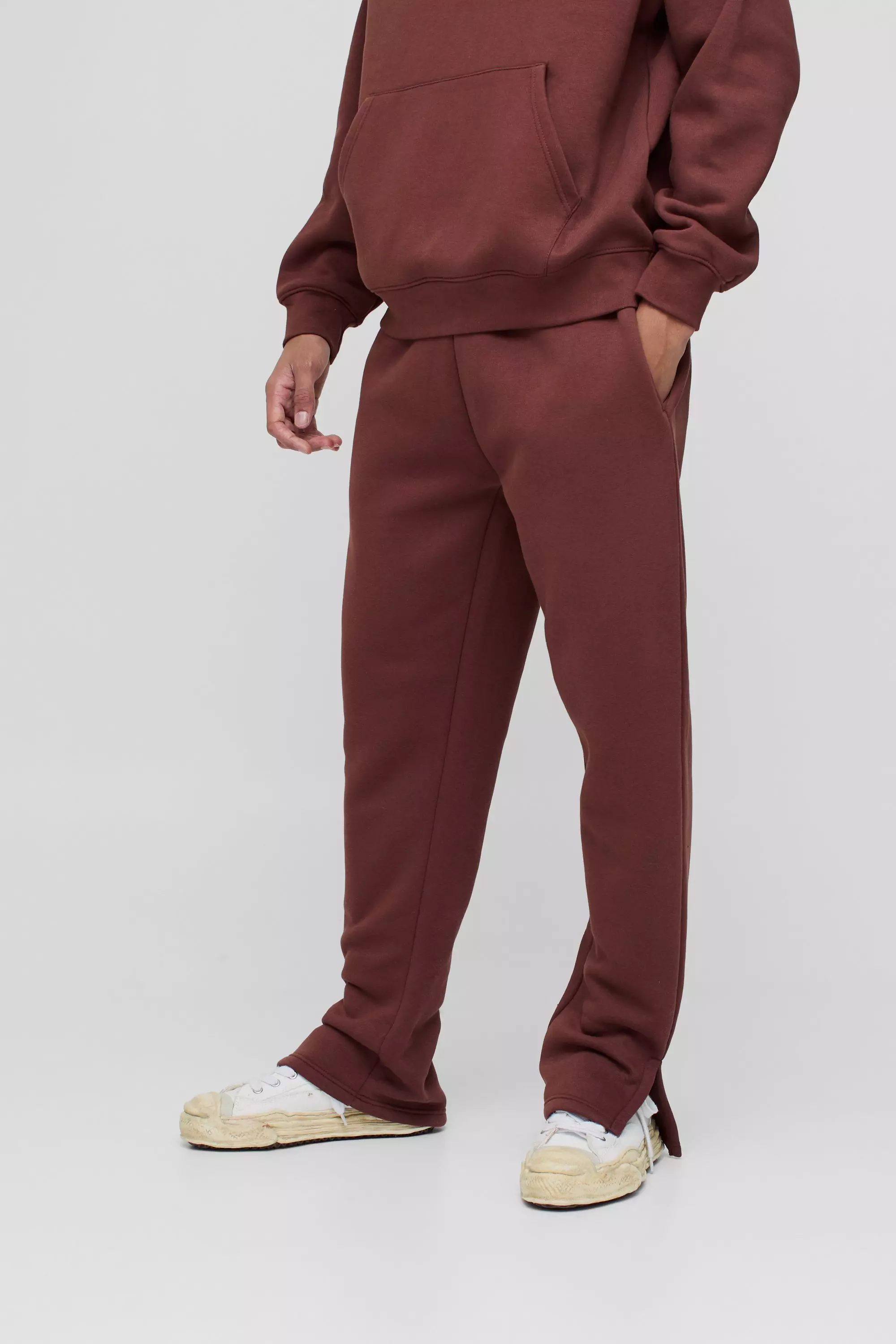 330GSM Regular Fit Split Hem Jogger Chocolate