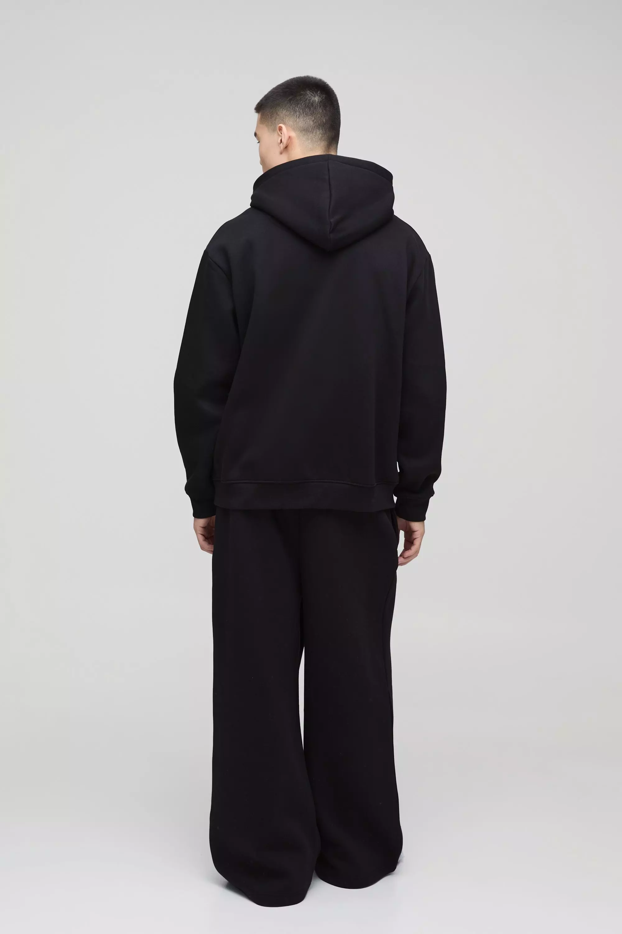 Black 330GSM Extreme Wide Leg Basic Jogger alternative image