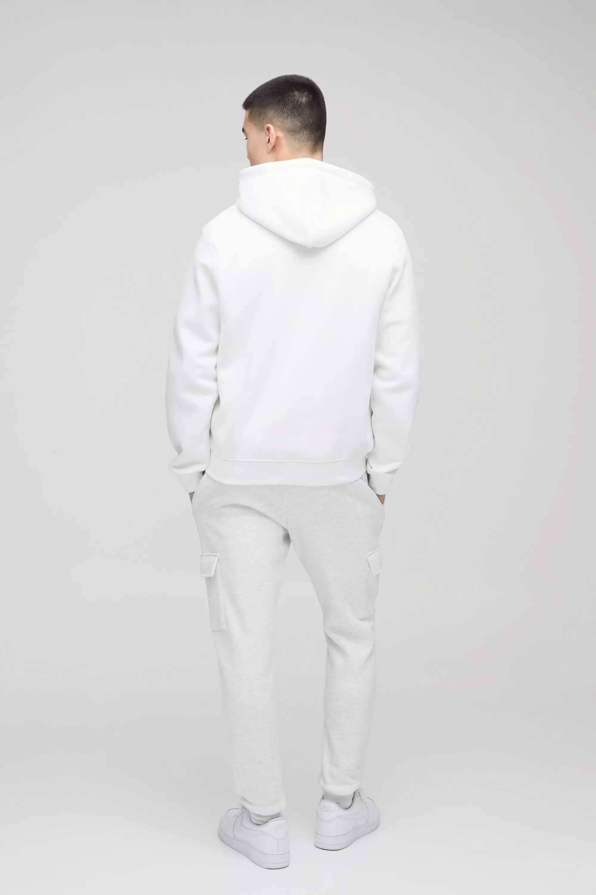 Grey marl 330GSM Skinny Fit Basic Cargo Jogger alternative image