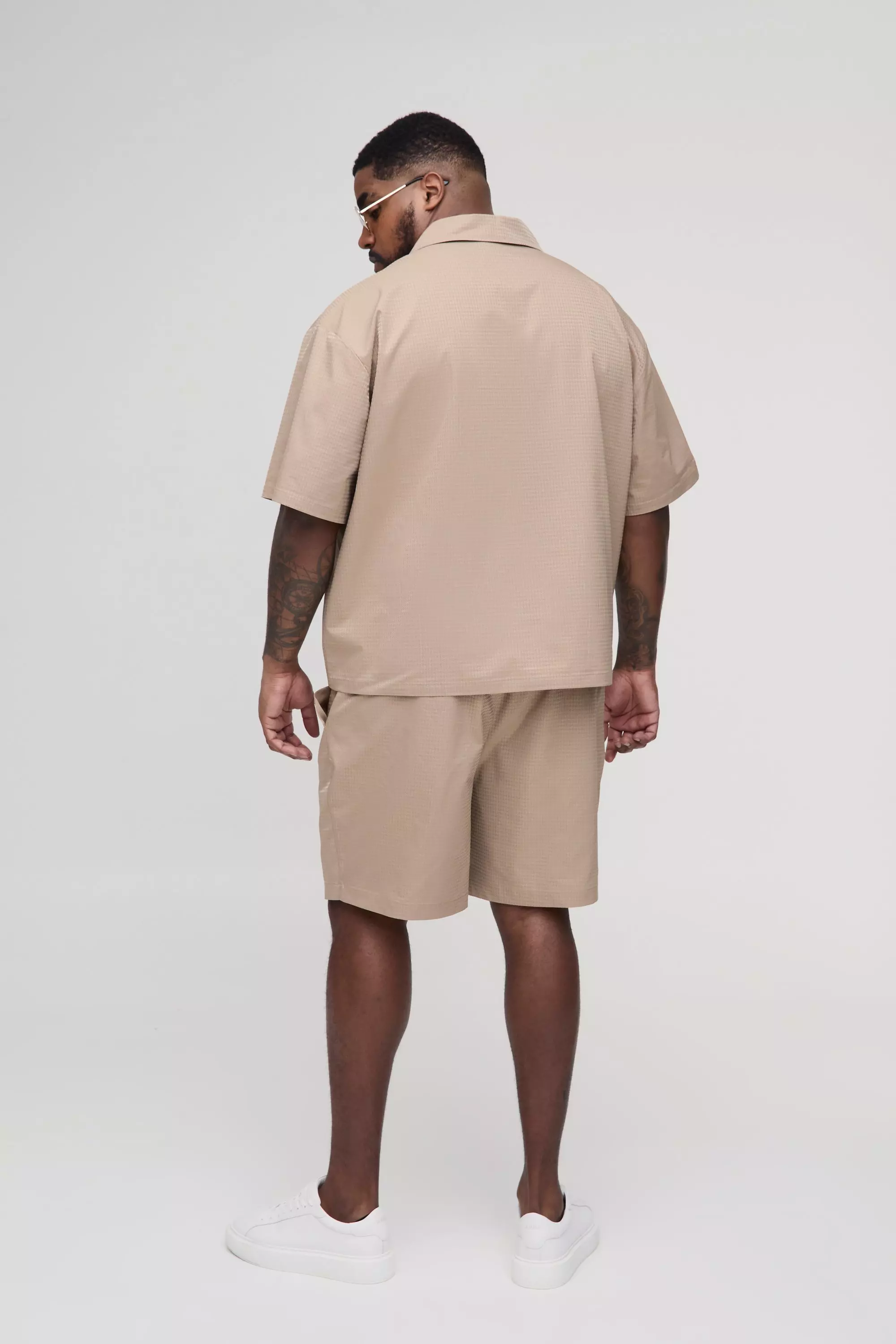 Stone Plus Satin Relaxed Fit Jacquard Shorts alternative image