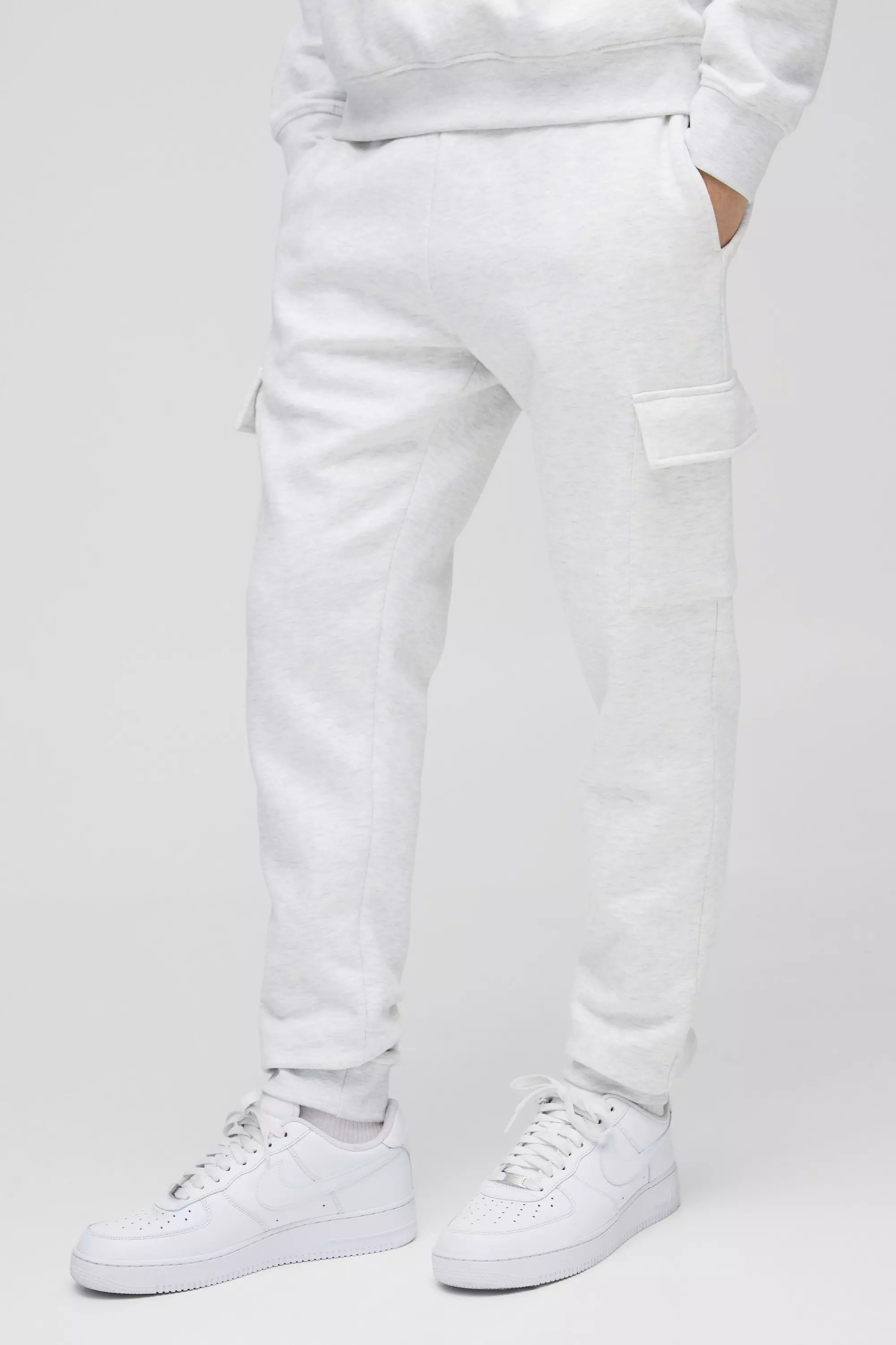 Grey marl 330GSM Slim Fit Basic Cargo Jogger alternative image