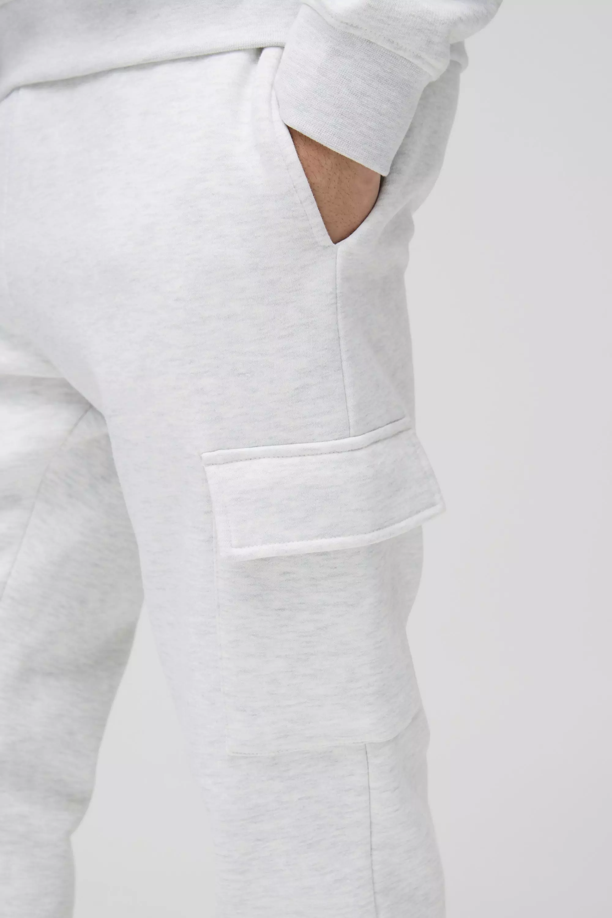 Grey marl 330GSM Slim Fit Basic Cargo Jogger alternative image