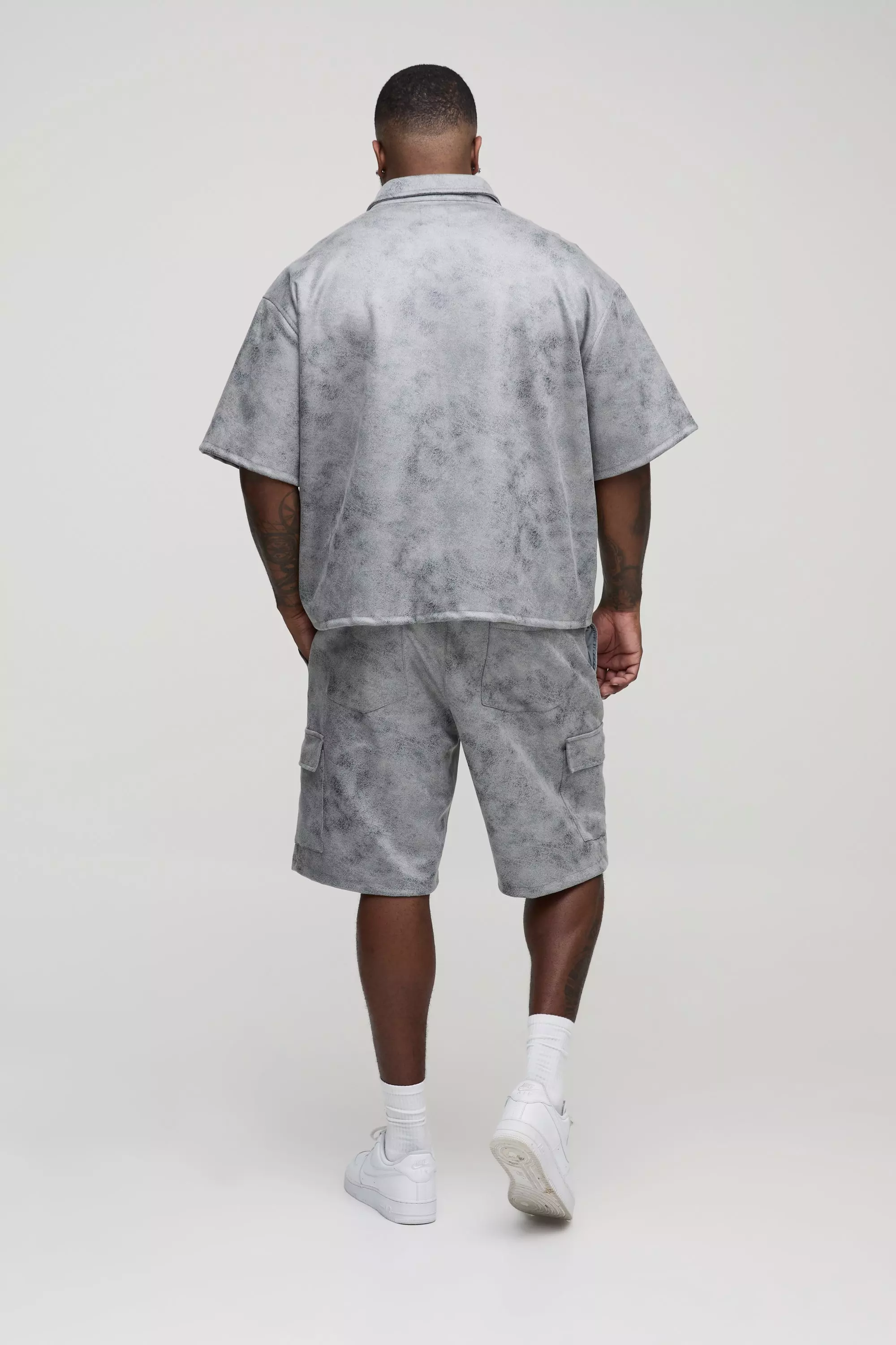 Grey Plus Oversized Nep Suède Boxy Overhemd alternatieve afbeelding