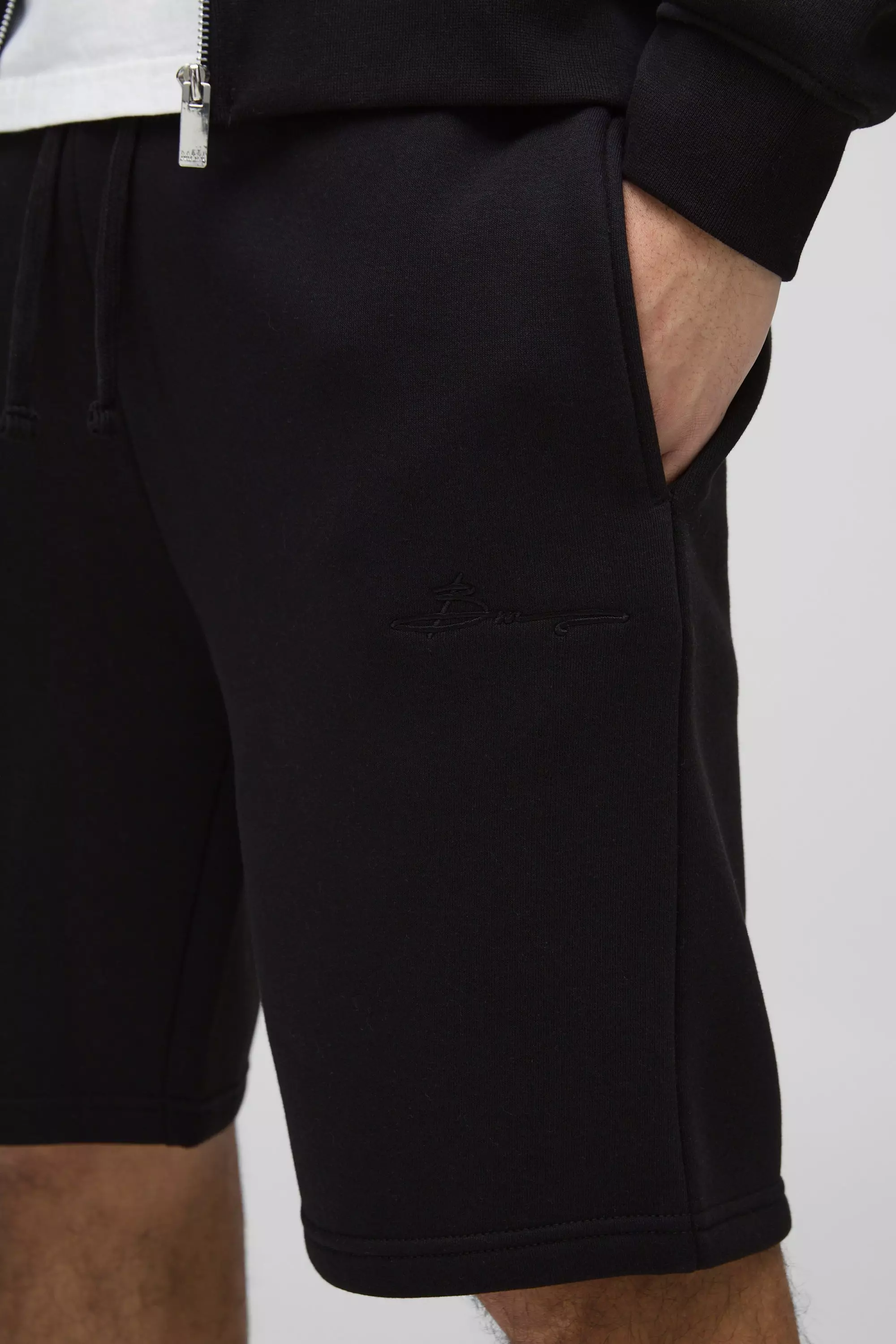 Black Slim Fit Mid Length BM Signature Shorts alternative image