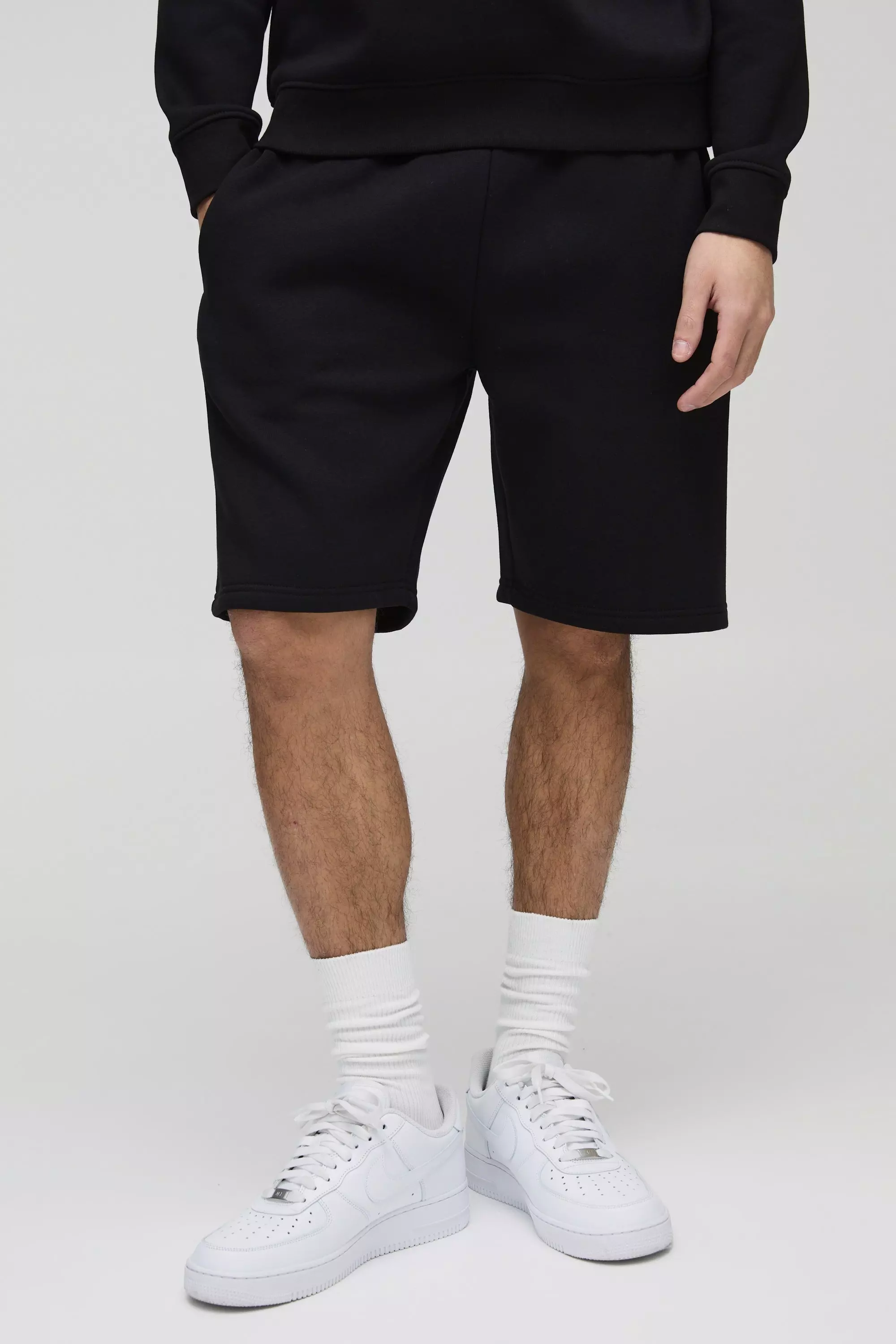 Pantaloncini Basic Comodi Di Media Lunghezza, Black immagine alternativa