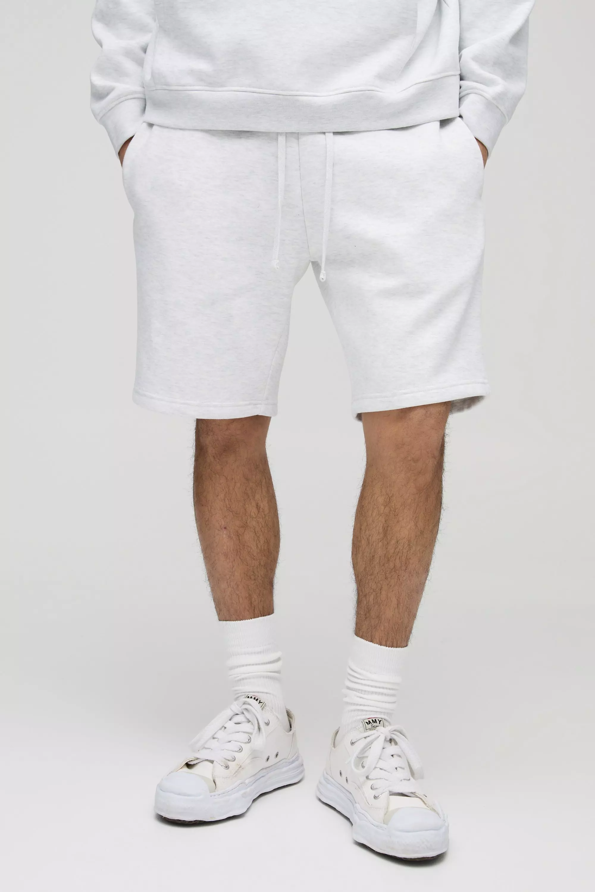 Grey marl Basic Baggy Middellange Shorts alternatieve afbeelding