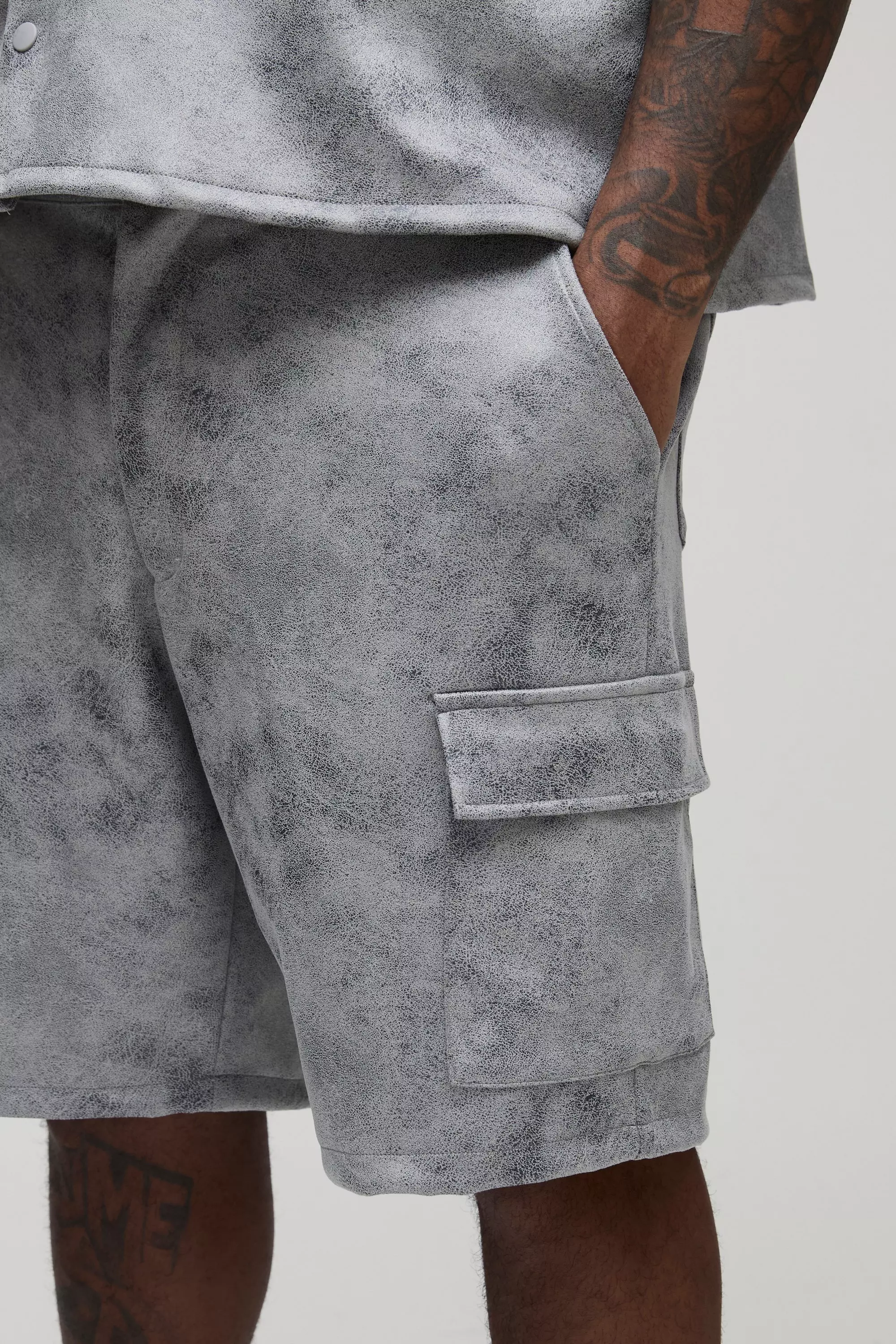Grey Plus Nep Suède Antiek Shorts alternatieve afbeelding