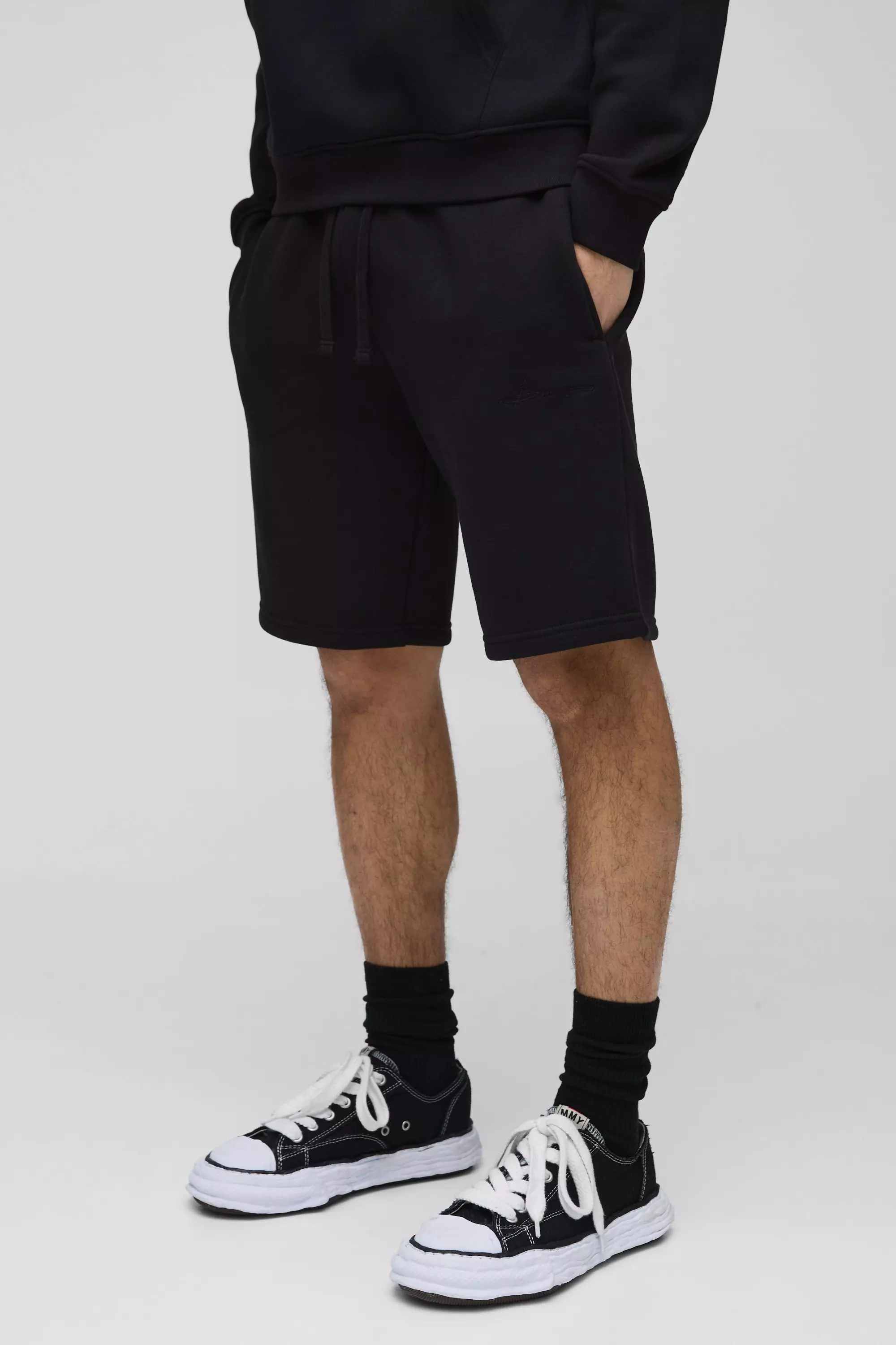 Black Middellange Baggy BM Signature Shorts alternatieve afbeelding