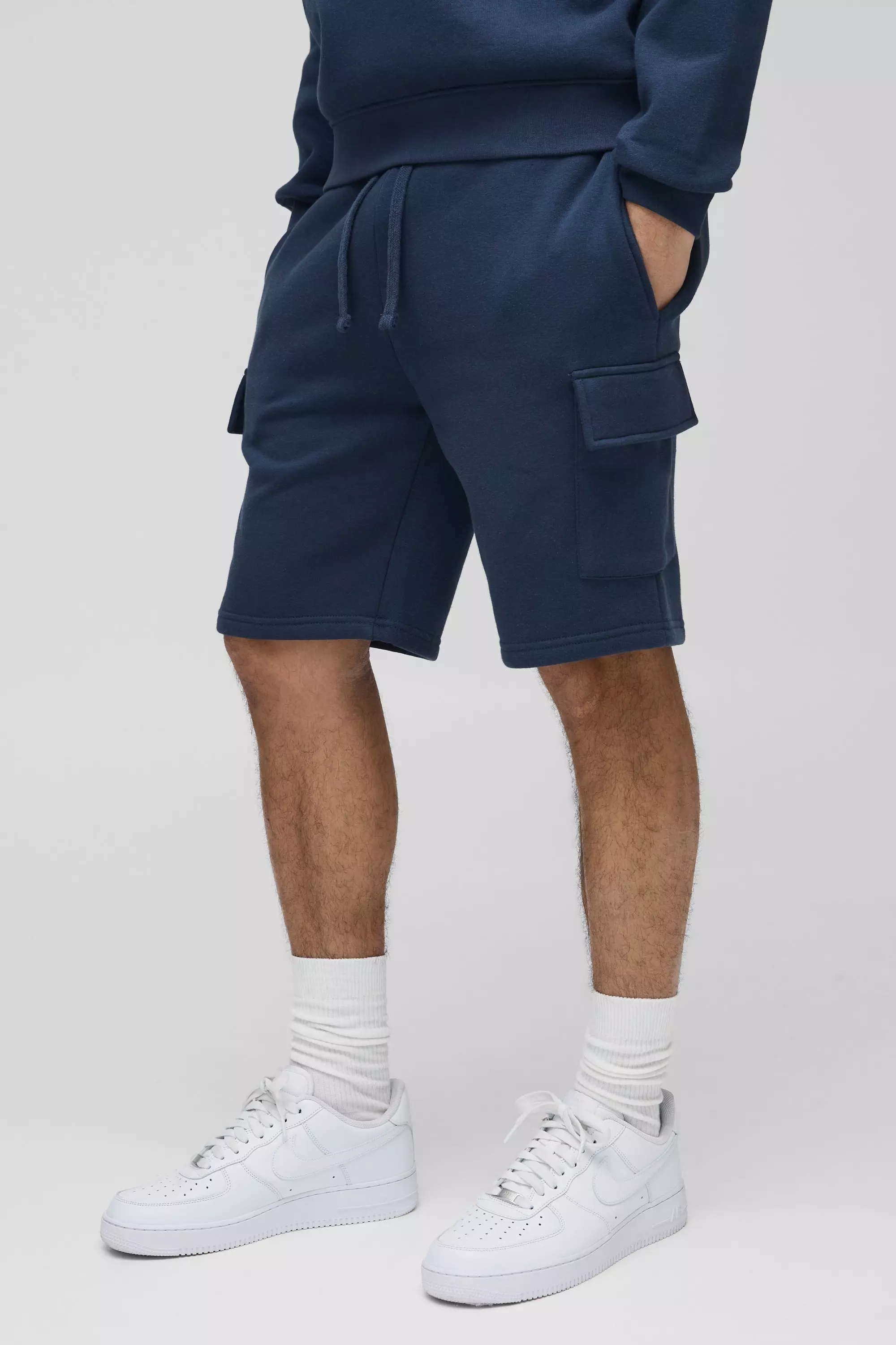 Pantaloncini Cargo Medi Slim Fit, Navy immagine alternativa