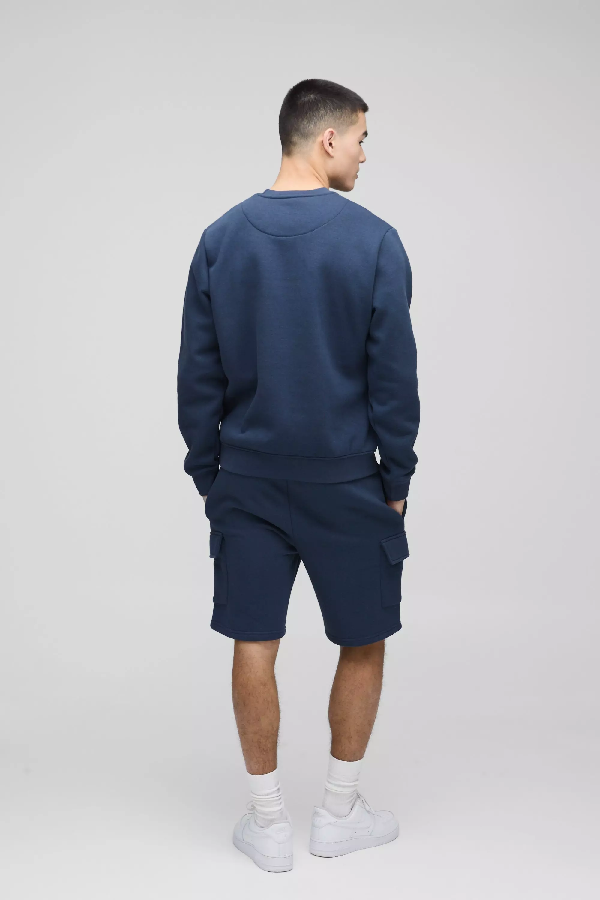 Pantaloncini Cargo Medi Slim Fit, Navy immagine alternativa