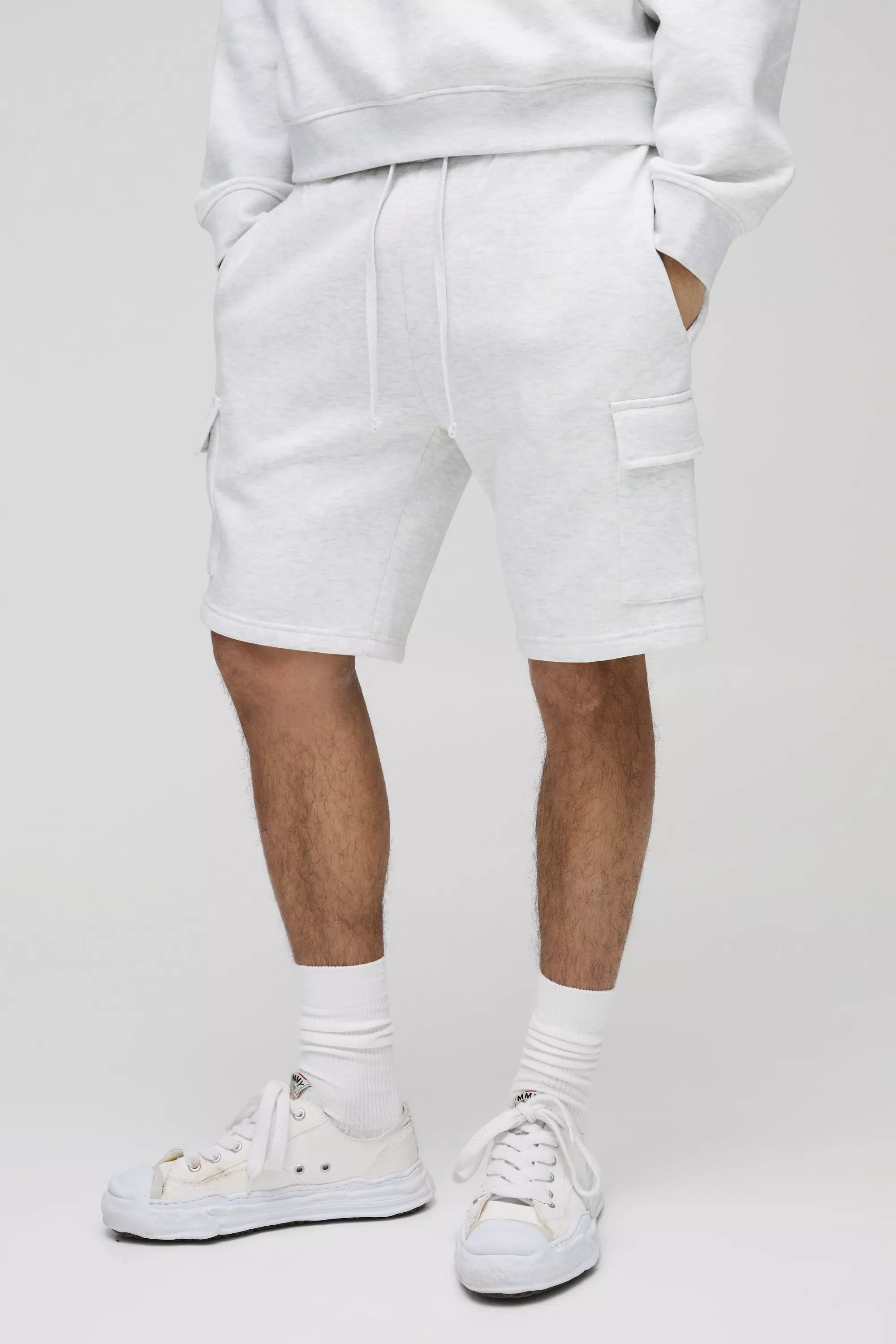 Grey marl Middellange Baggy Cargo Shorts alternatieve afbeelding