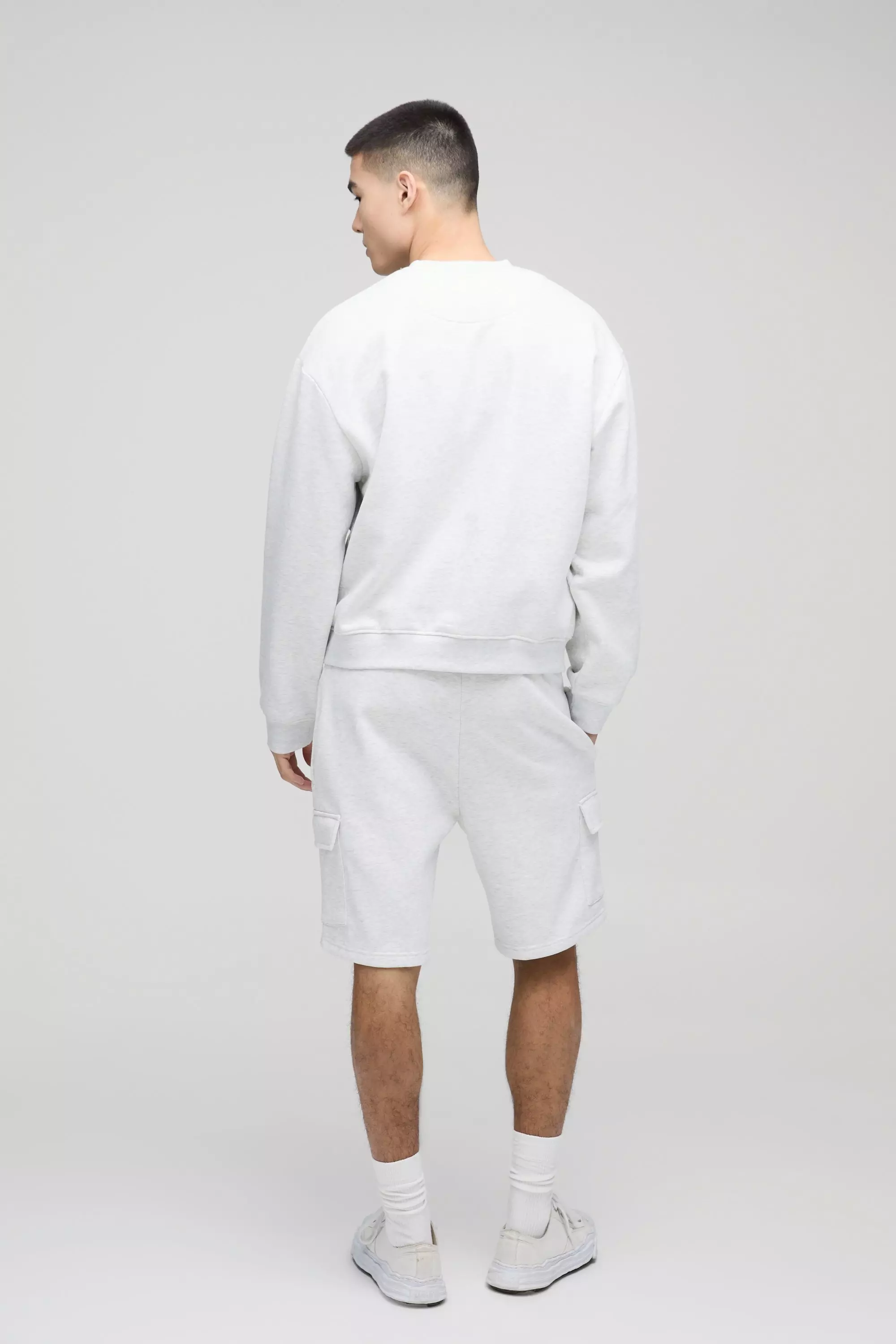 Grey marl Middellange Baggy Cargo Shorts alternatieve afbeelding
