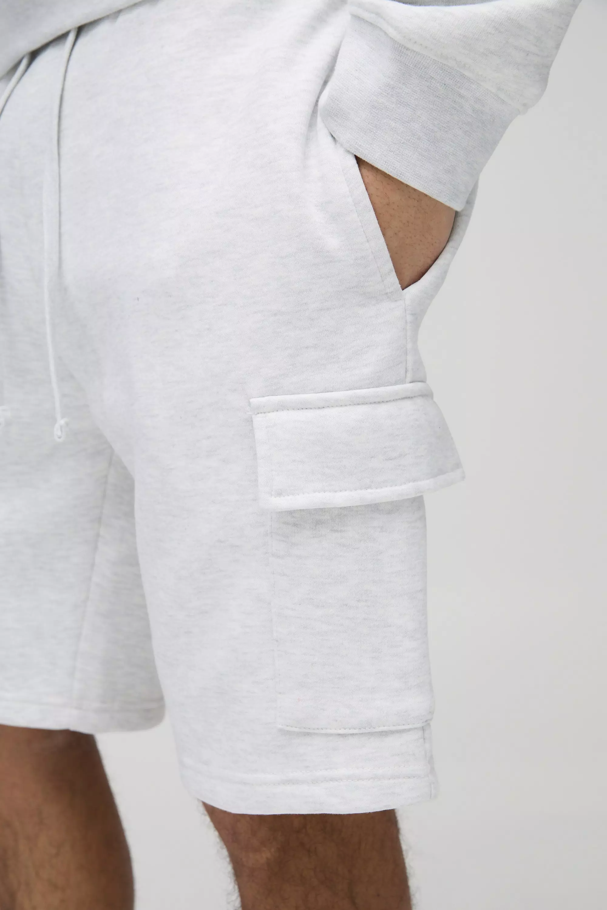 Grey marl Middellange Baggy Cargo Shorts alternatieve afbeelding