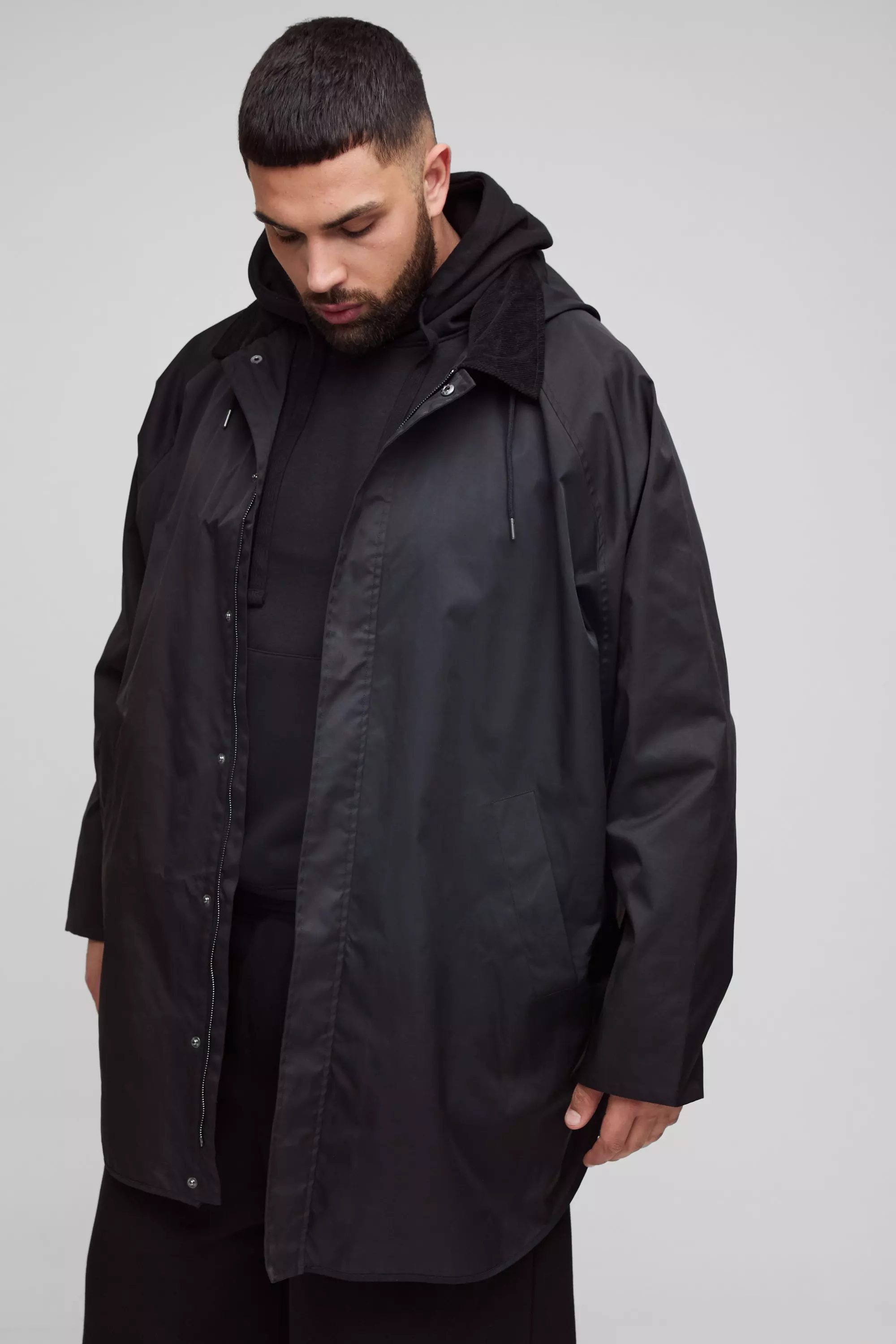 Grande taille - Parka à capuche en velours côtelé, Black autre image