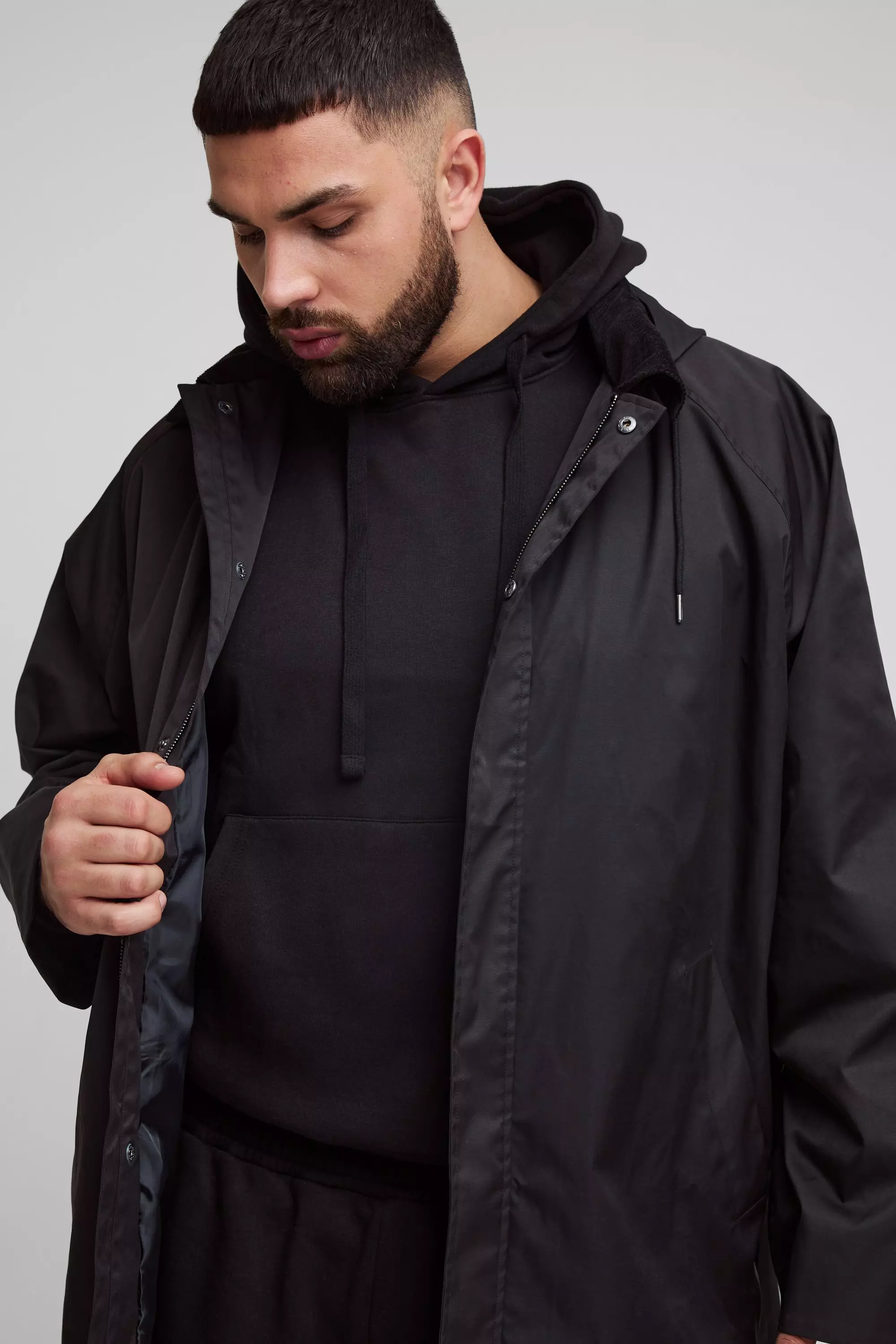 Grande taille - Parka à capuche en velours côtelé, Black autre image