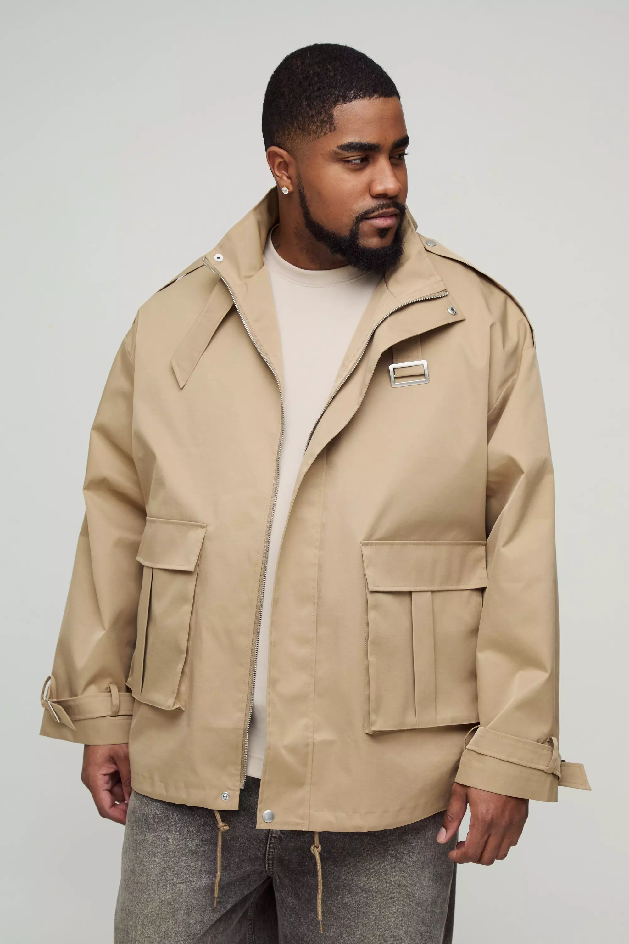 Stone Plus Oversized Boxy Cargo Trench Coat alternative image