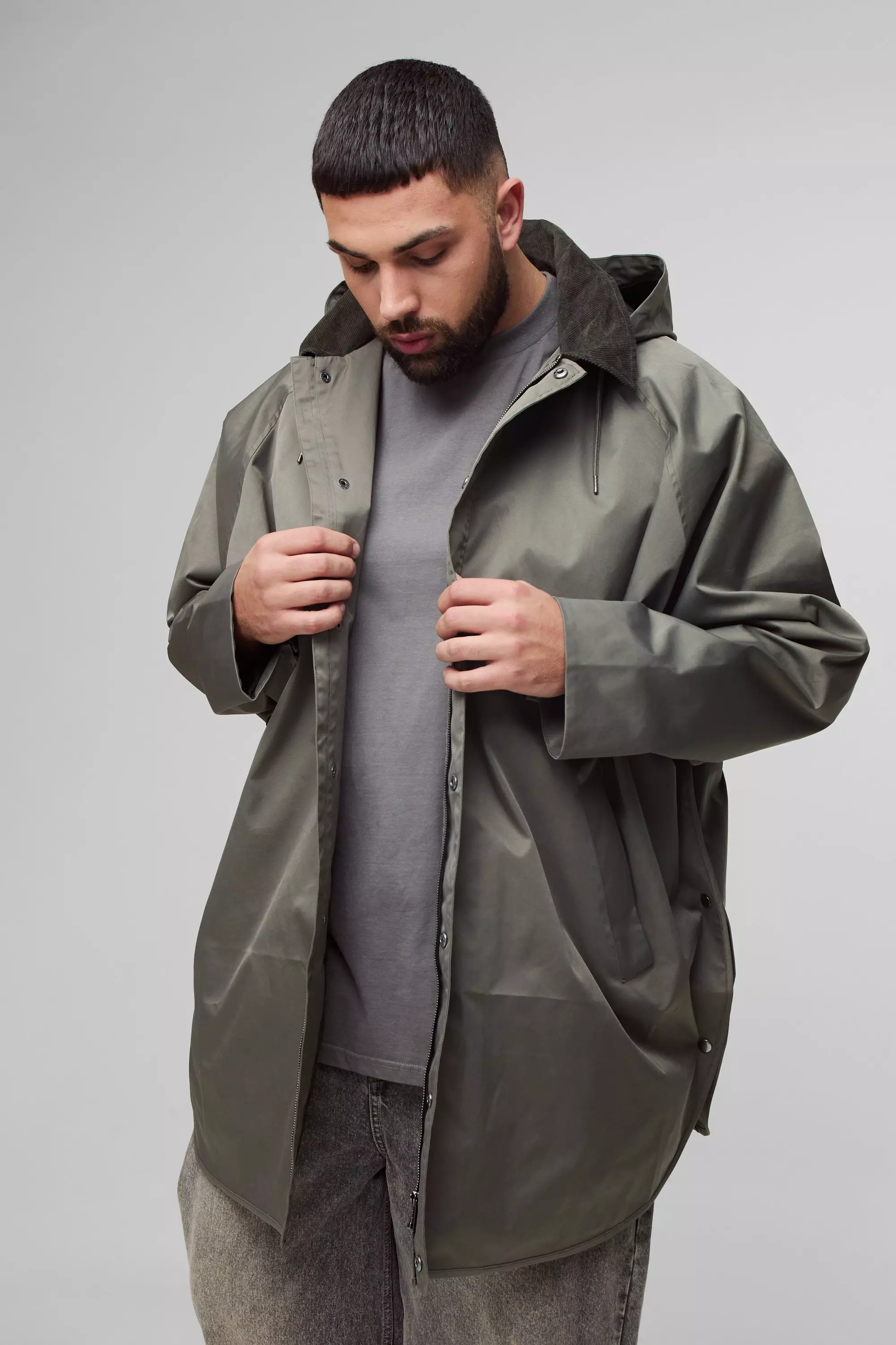 Grande taille - Parka à capuche en velours côtelé, Khaki autre image