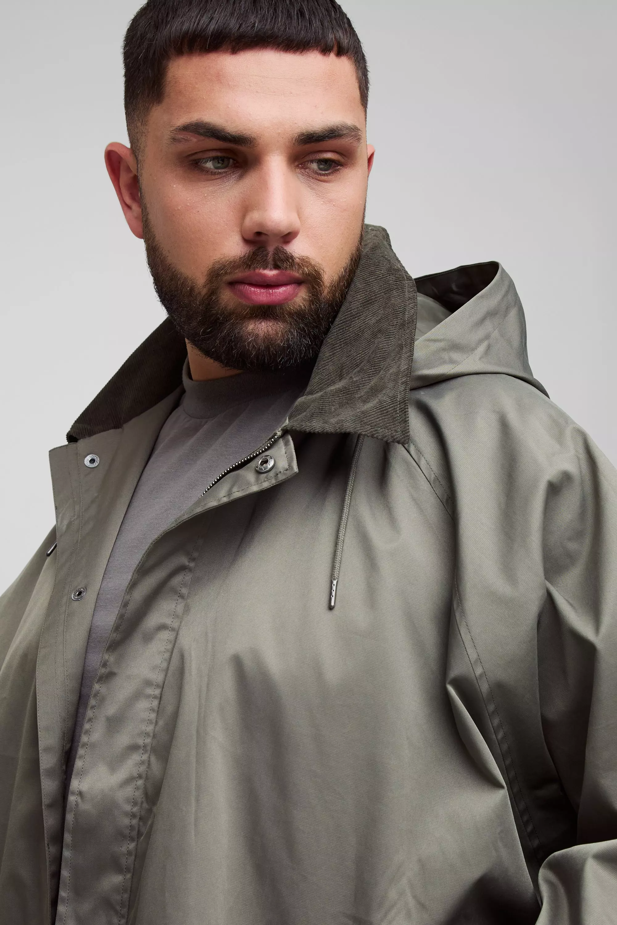 Grande taille - Parka à capuche en velours côtelé, Khaki autre image
