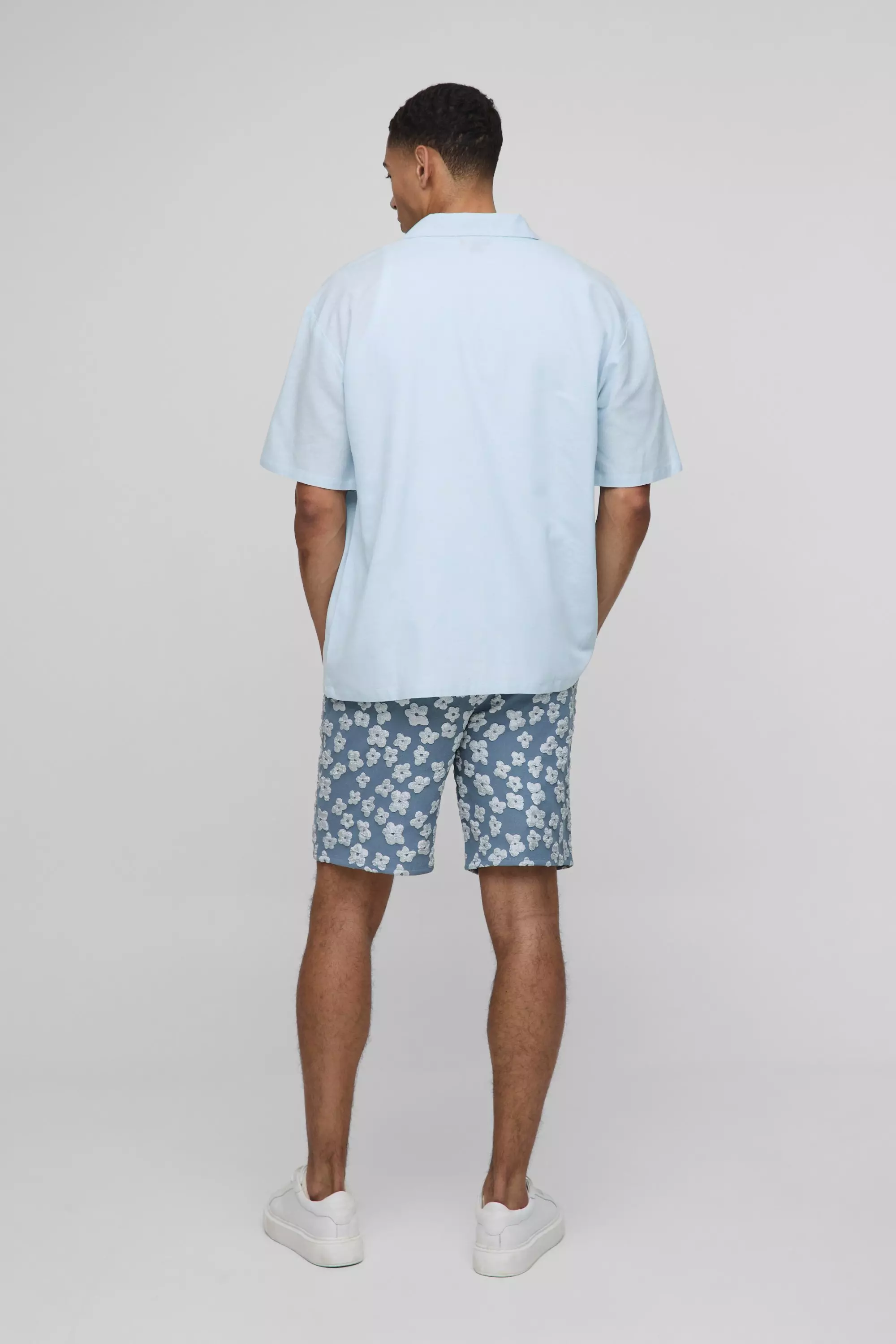 Elastische florale Satin Jacquard-Shorts, Charcoal alternatives Bild
