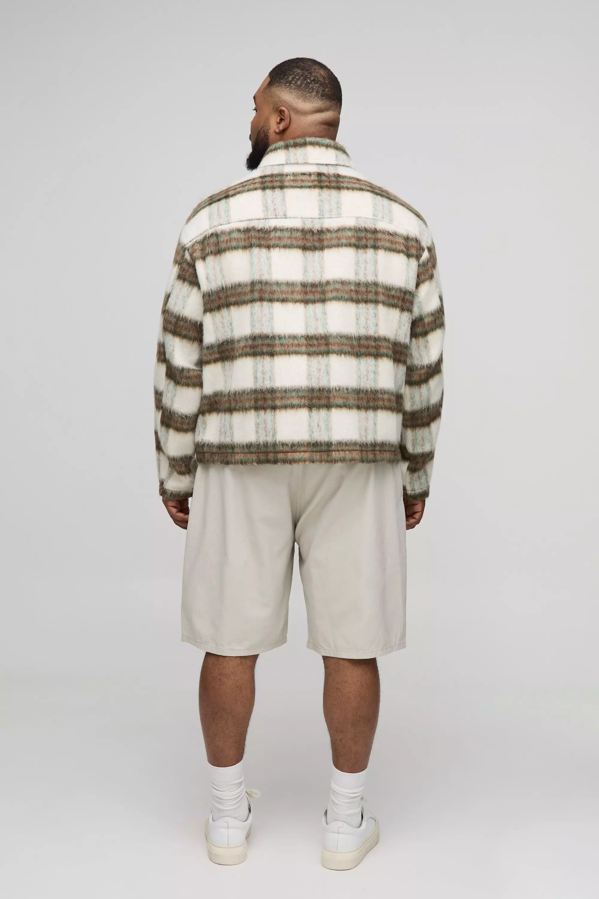 Grande taille - Surchemise oversize à carreaux, Ecru autre image