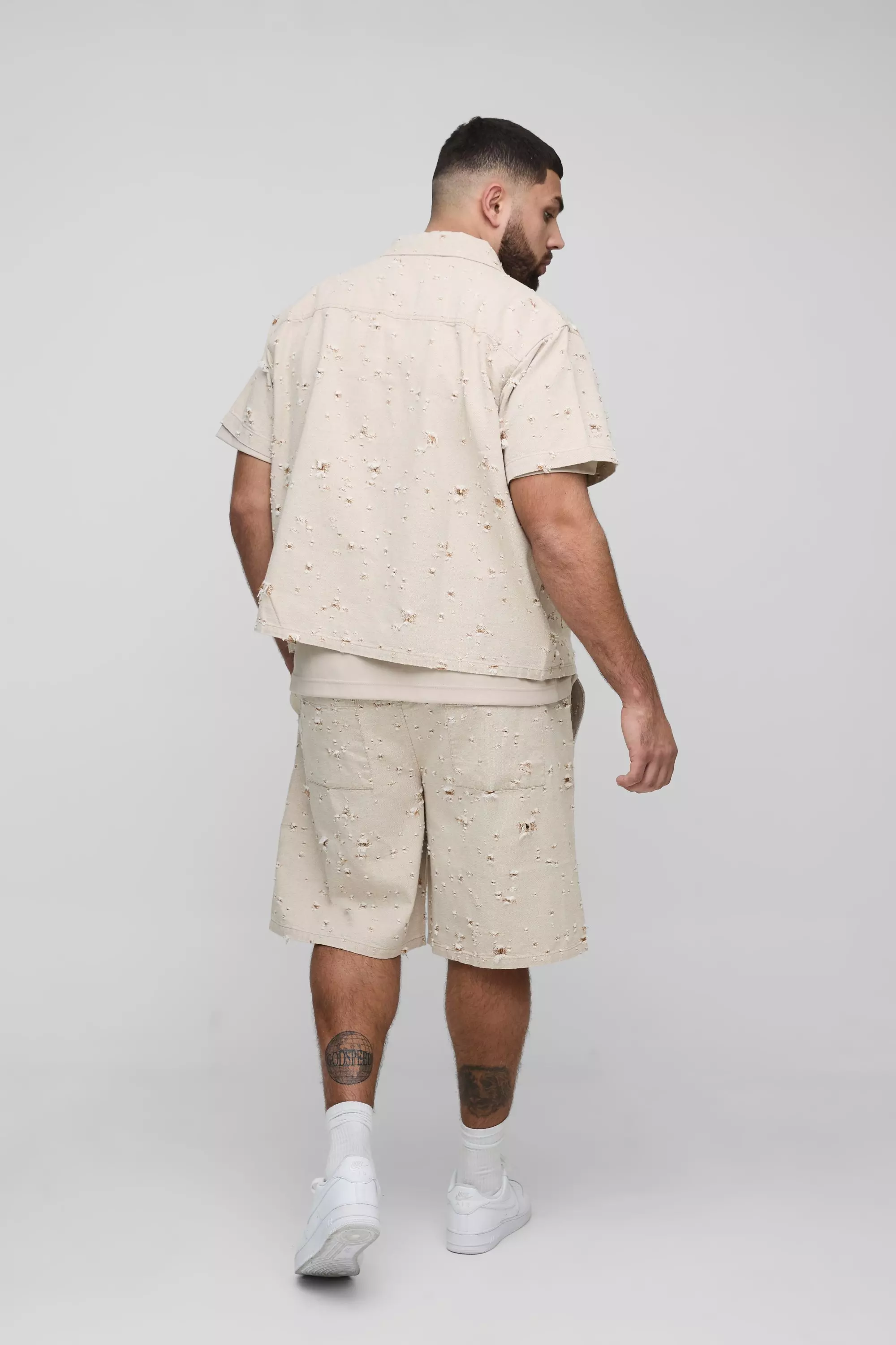 Stone Plus Nibbled Denim Relaxed Fit Shorts alternative image