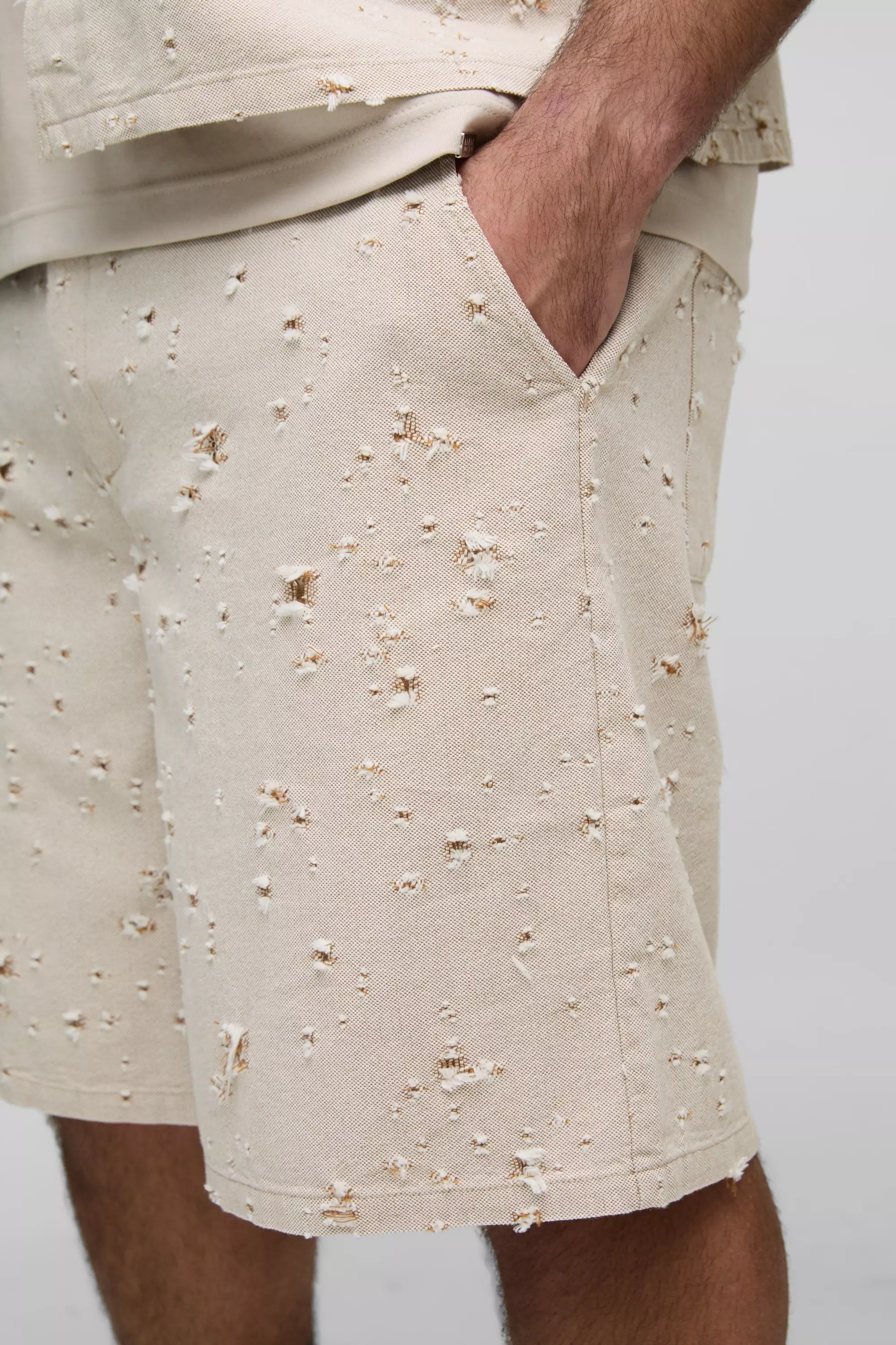 Stone Plus Nibbled Denim Relaxed Fit Shorts alternative image