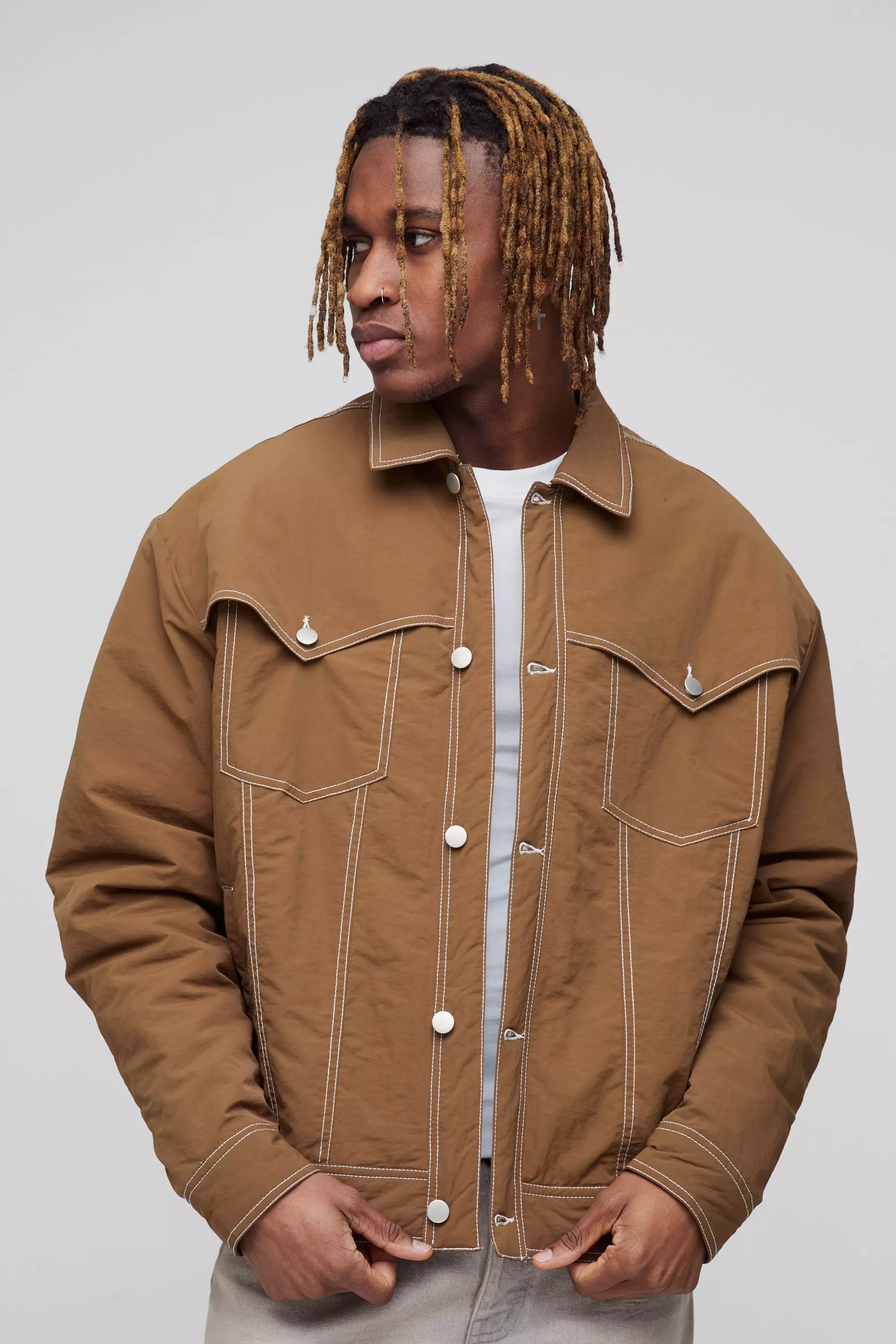 Tall Western-Jacke mit Kontrast-Naht, Tobacco alternatives Bild