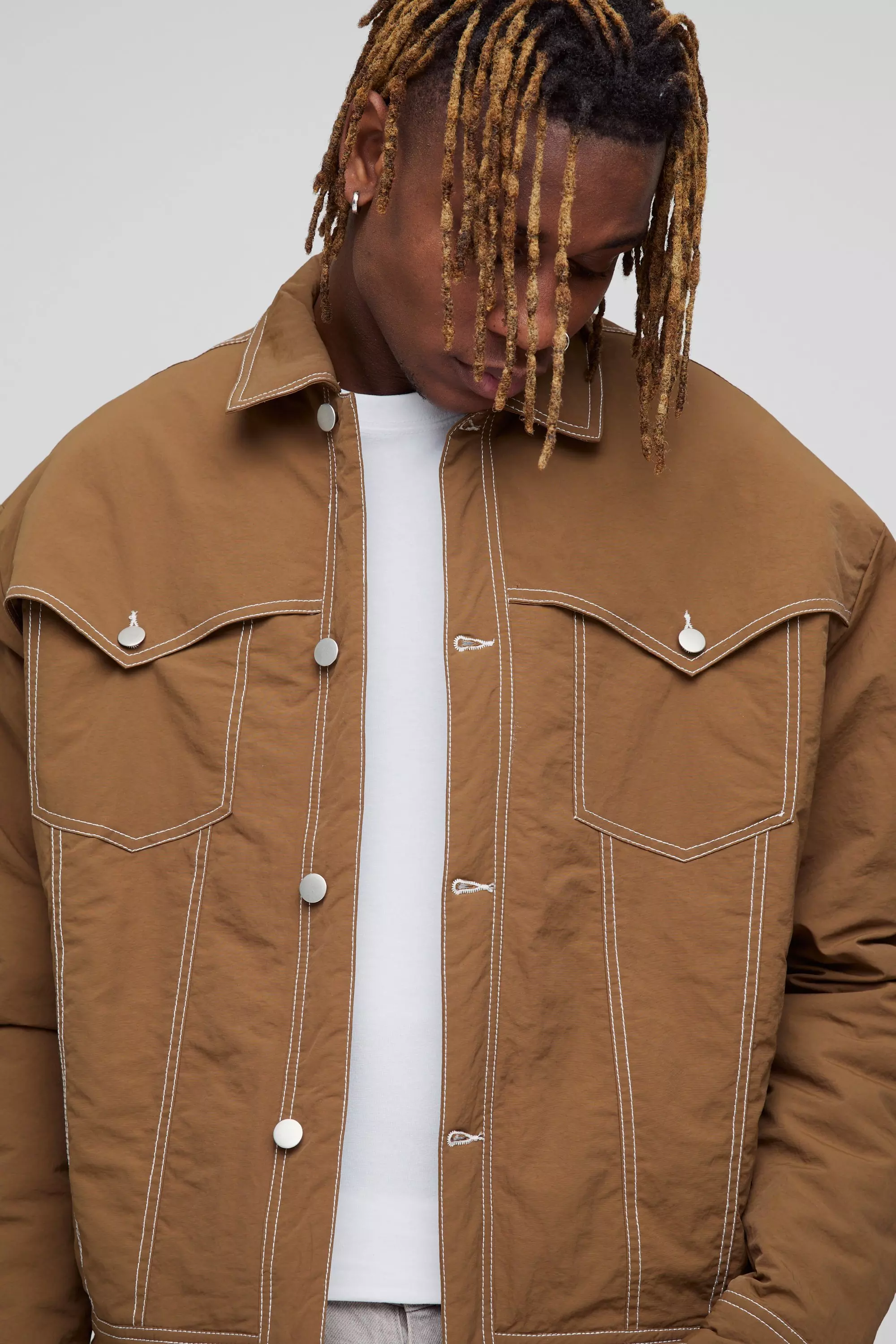 Tall Western-Jacke mit Kontrast-Naht, Tobacco alternatives Bild