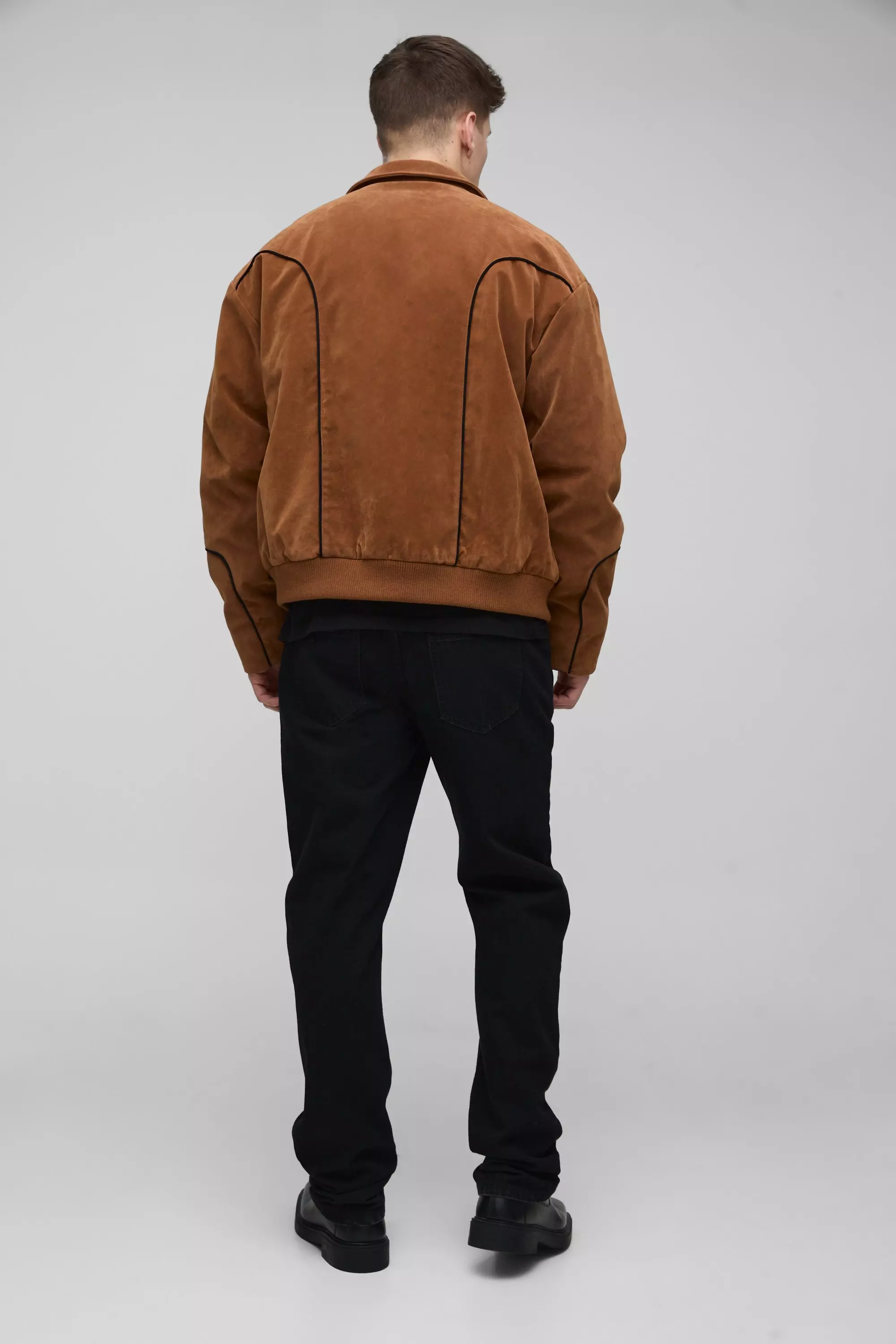 Tall bestickte Western-Jacke aus Wildleder-Imitat, Tan alternatives Bild