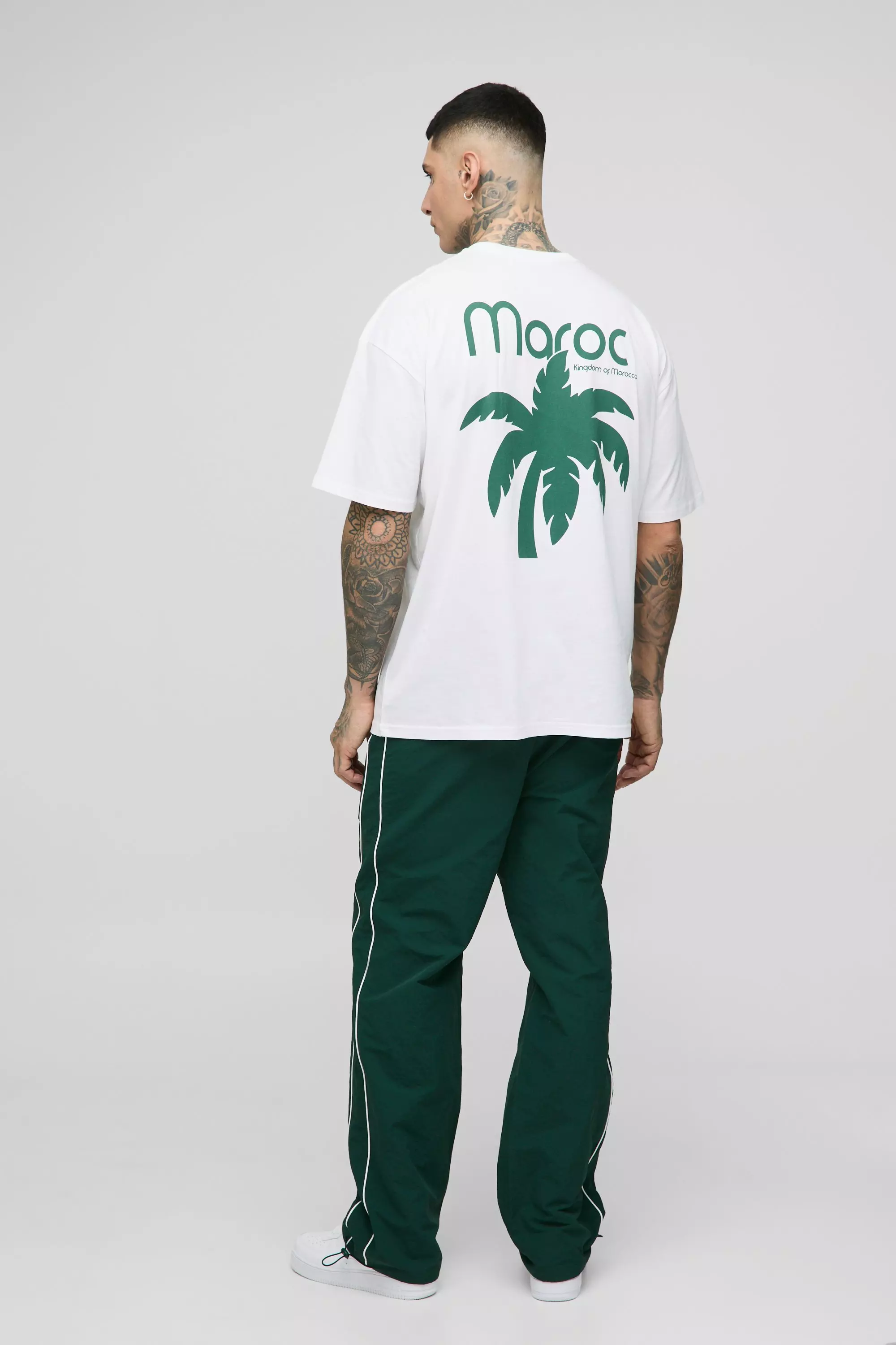 Tall Nylon Piping Detail Pants | boohooMAN USA