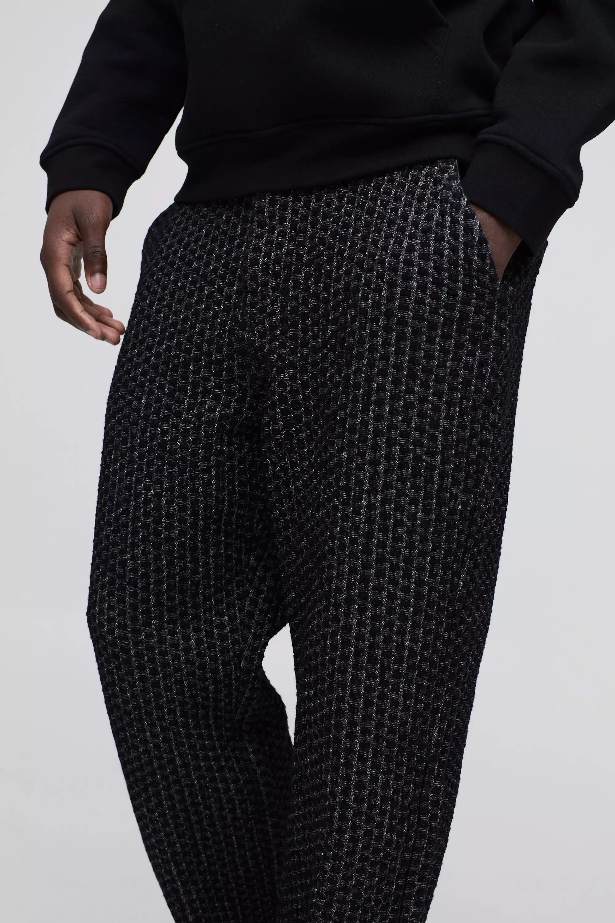 Jean baggy en denim texturé, Washed black autre image