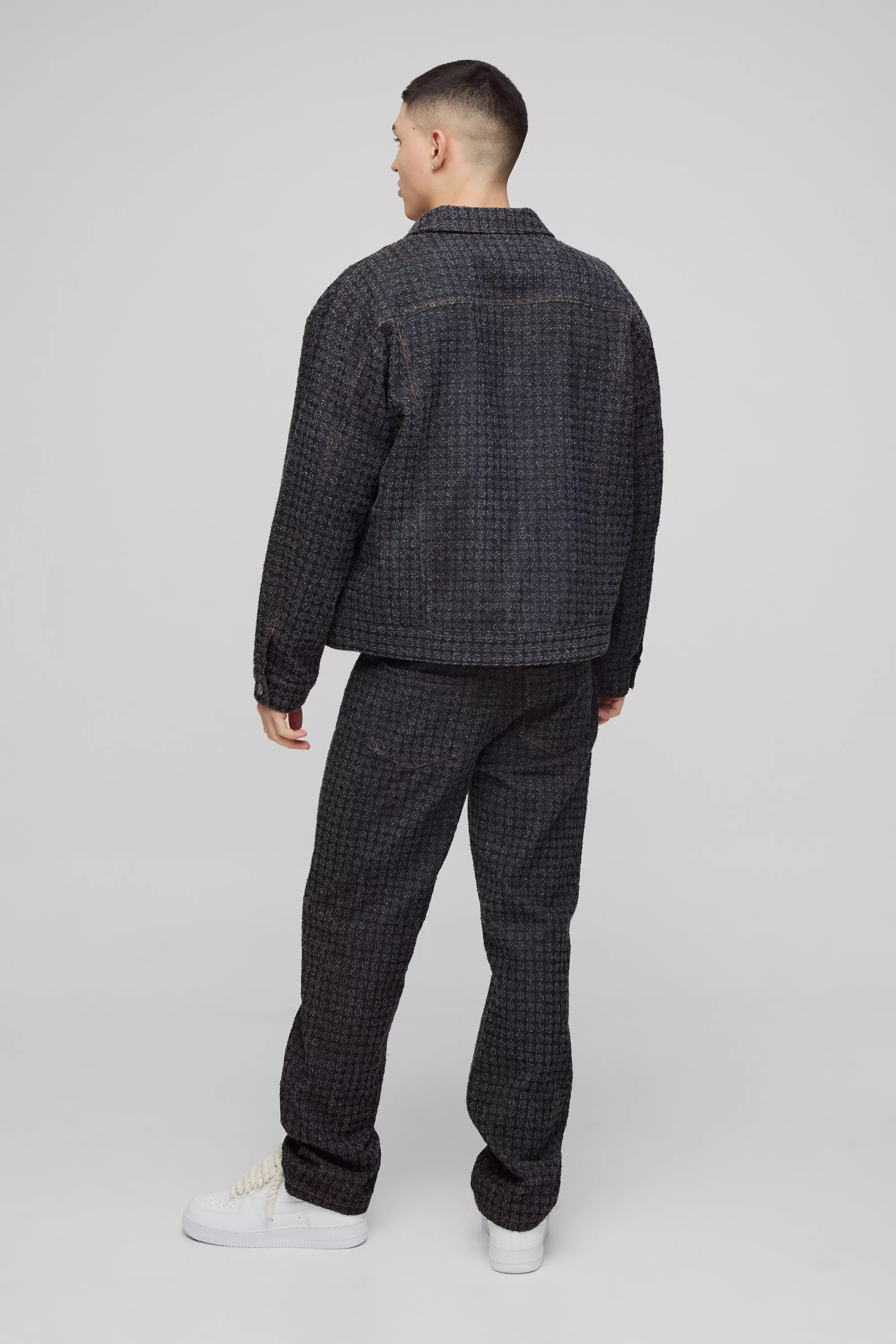 Black Regular Textured Denim Jacket alternative image