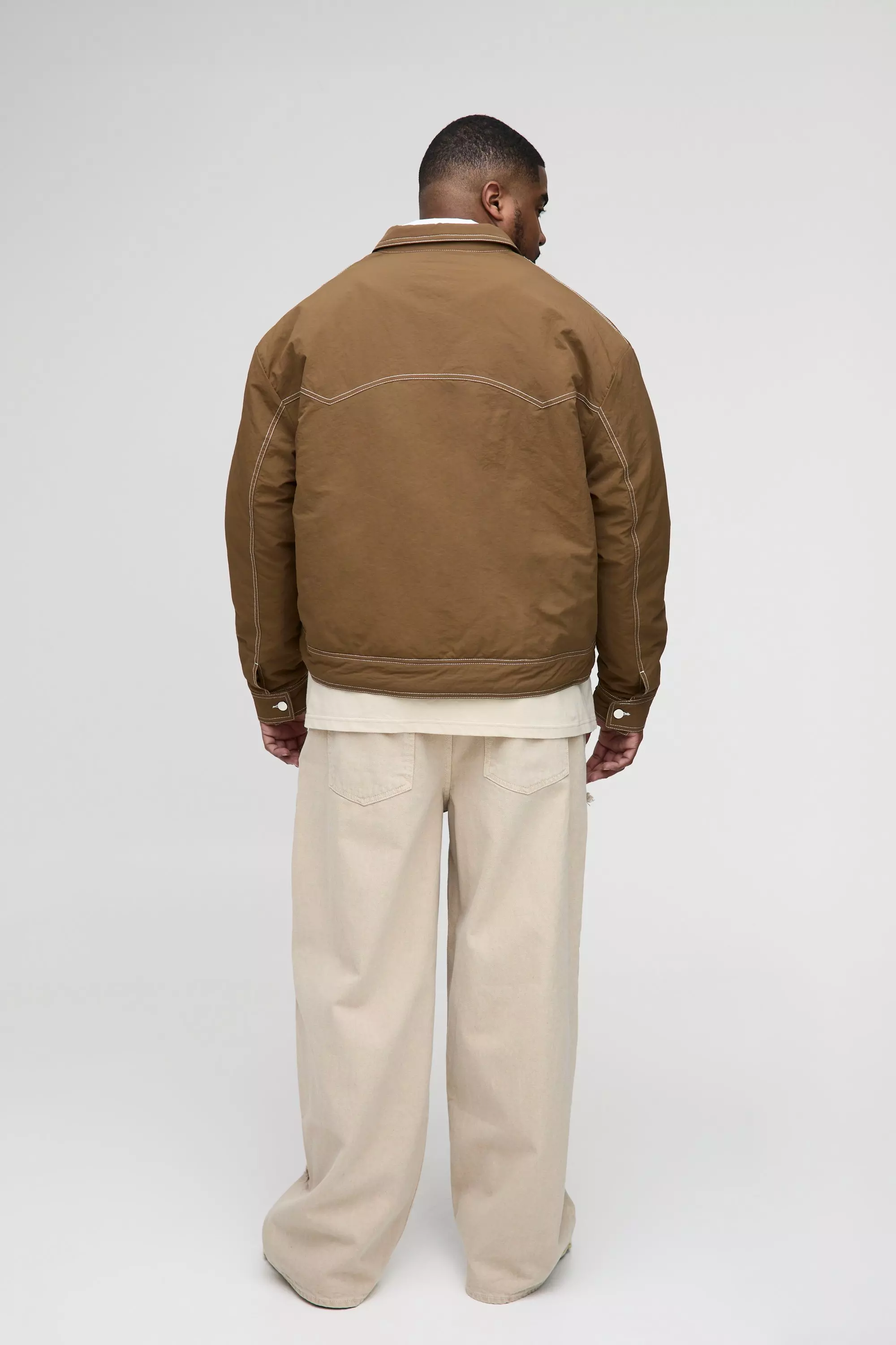 Plus gepolsterte Western-Jacke mit Kontrast-Naht, Tobacco alternatives Bild