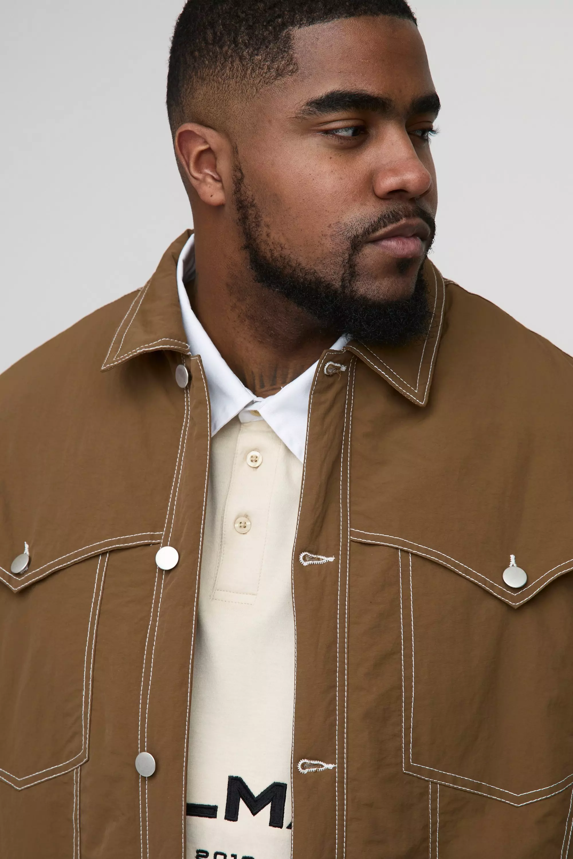 Plus gepolsterte Western-Jacke mit Kontrast-Naht, Tobacco alternatives Bild