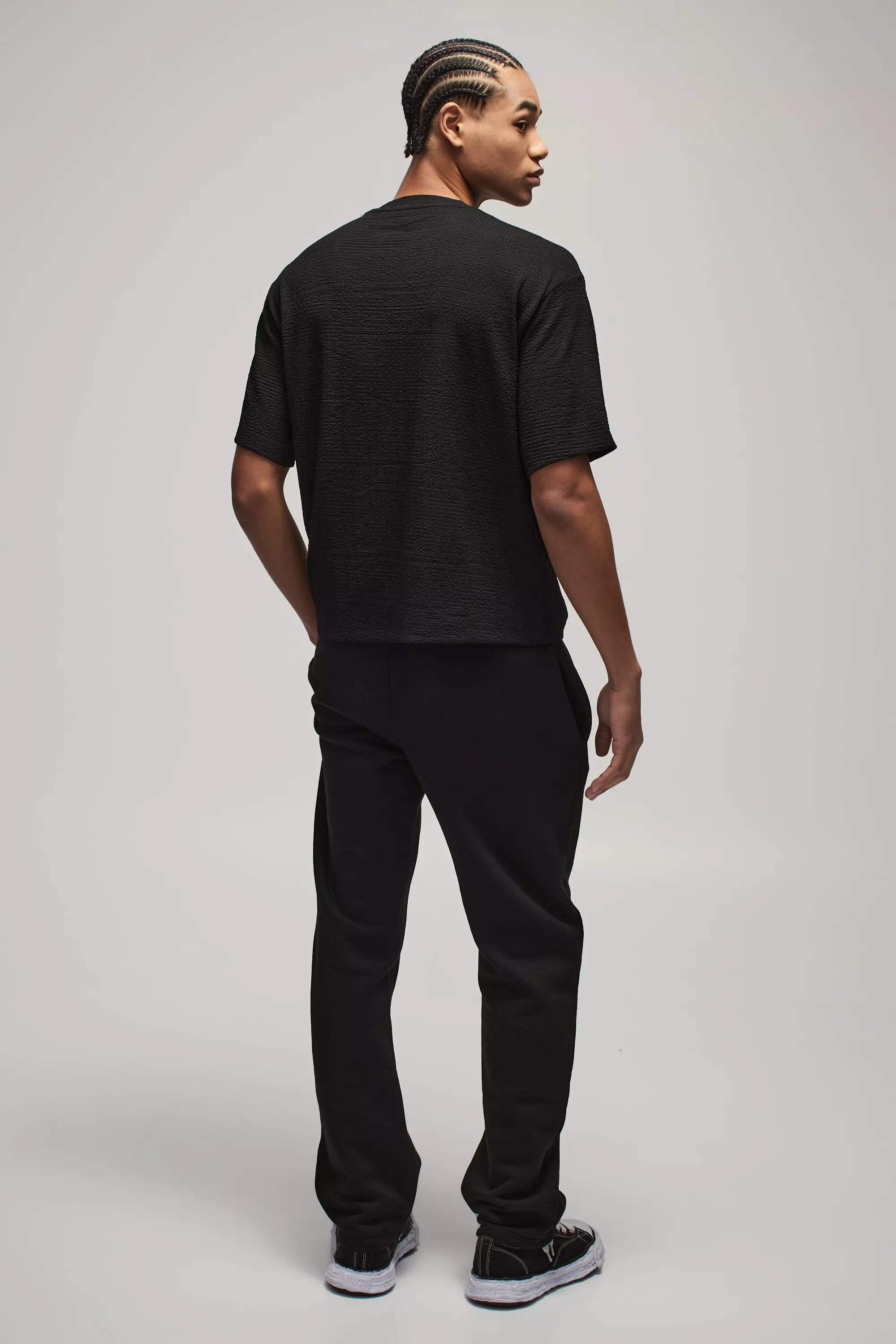 Black Oversized Boxy T-Shirt Met Textuur alternatieve afbeelding