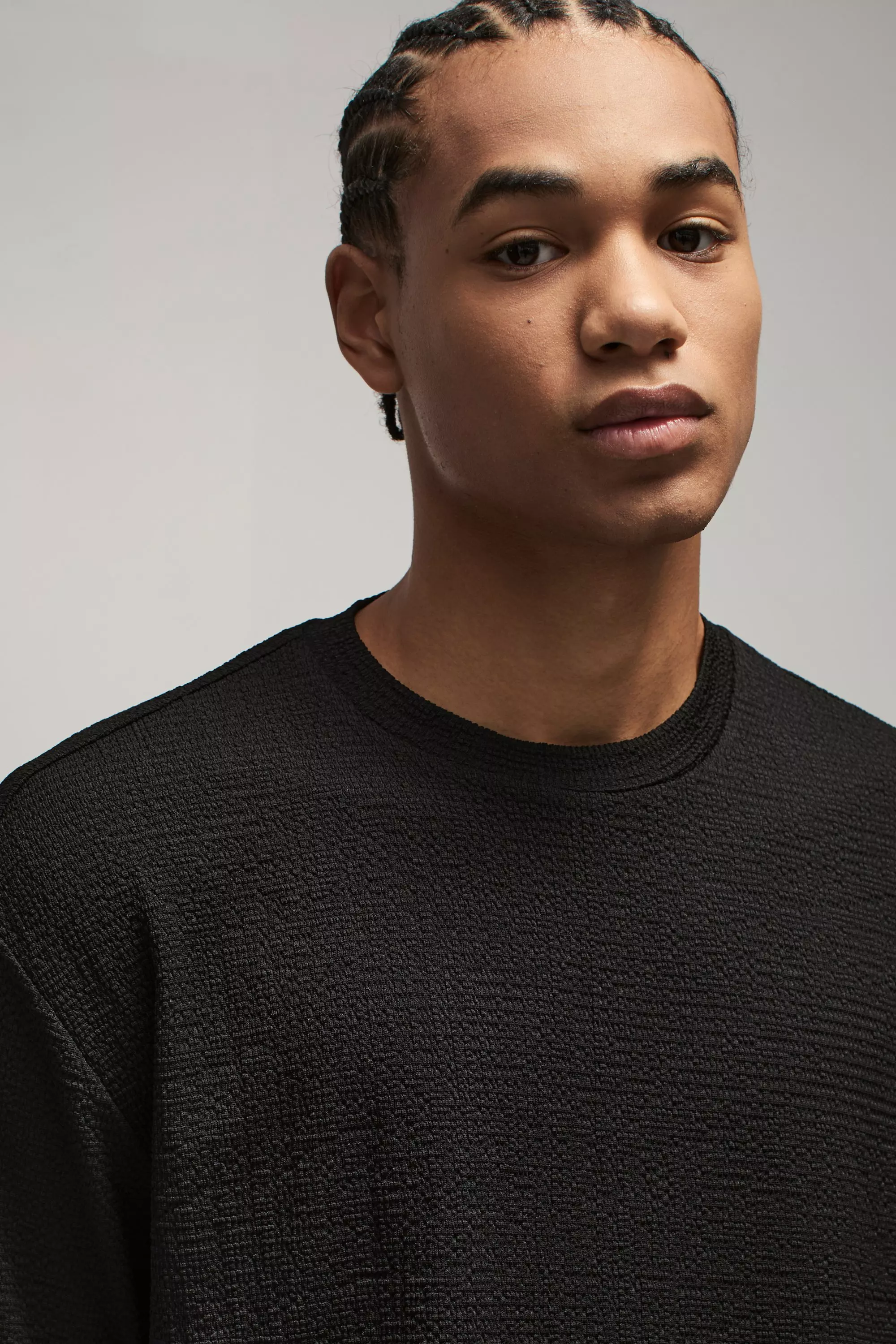 Black Oversized Boxy T-Shirt Met Textuur alternatieve afbeelding