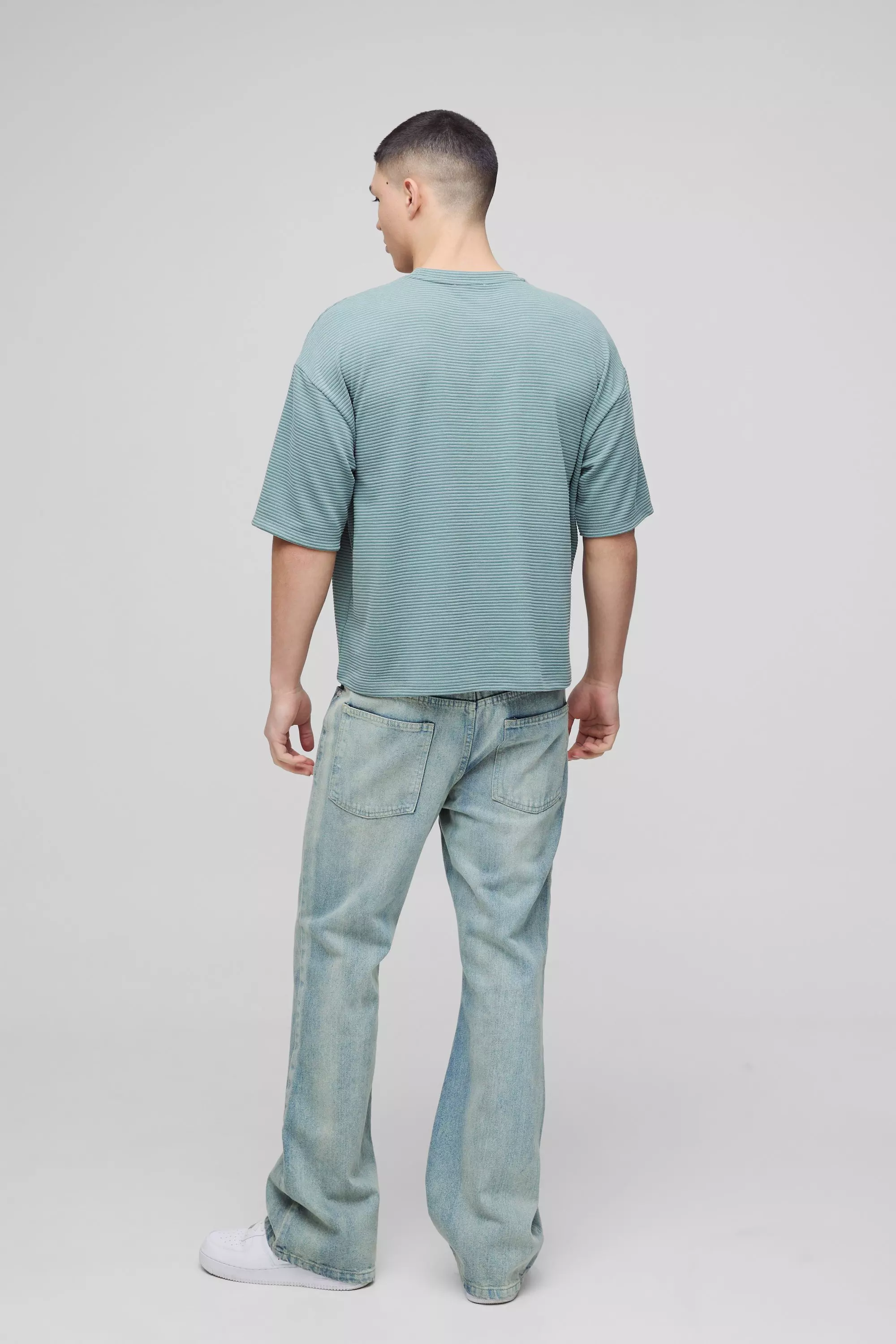 Sage Oversized Boxy Ribbed T-Shirt alternative image