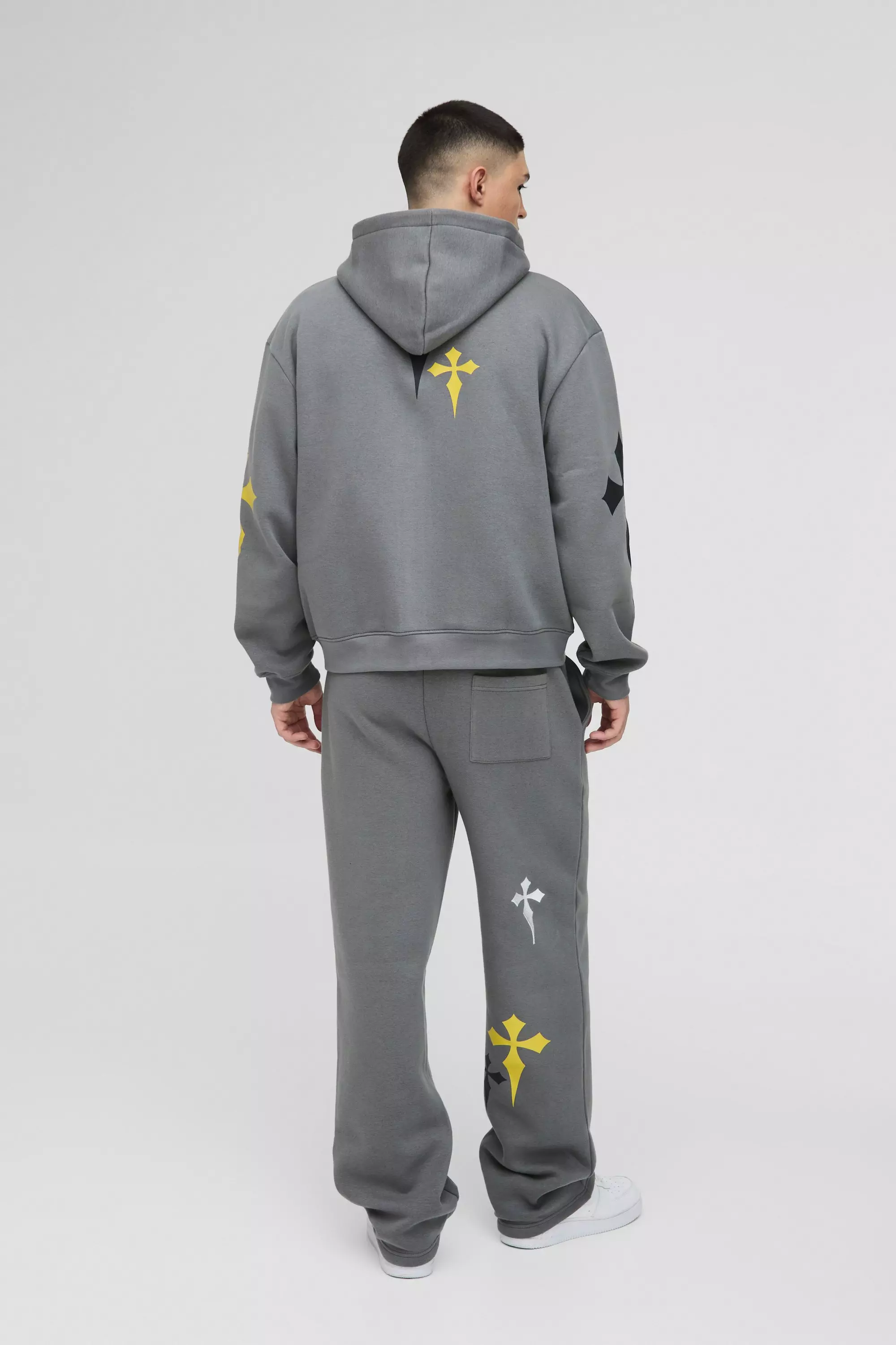 Jogging large à broderie croix, Charcoal autre image