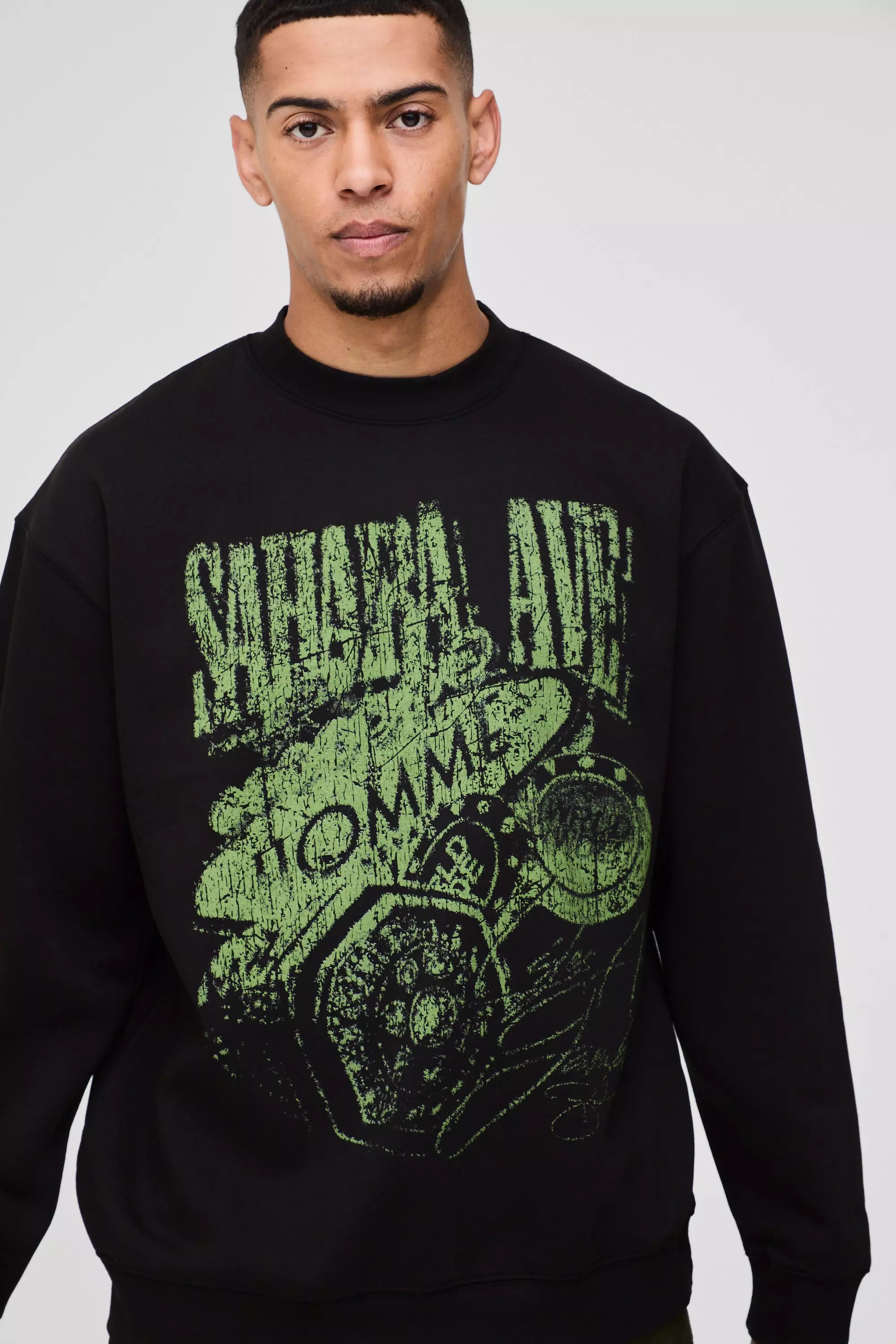 Felpa Oversize Con Grafica Sahara Ave Western, Black immagine alternativa
