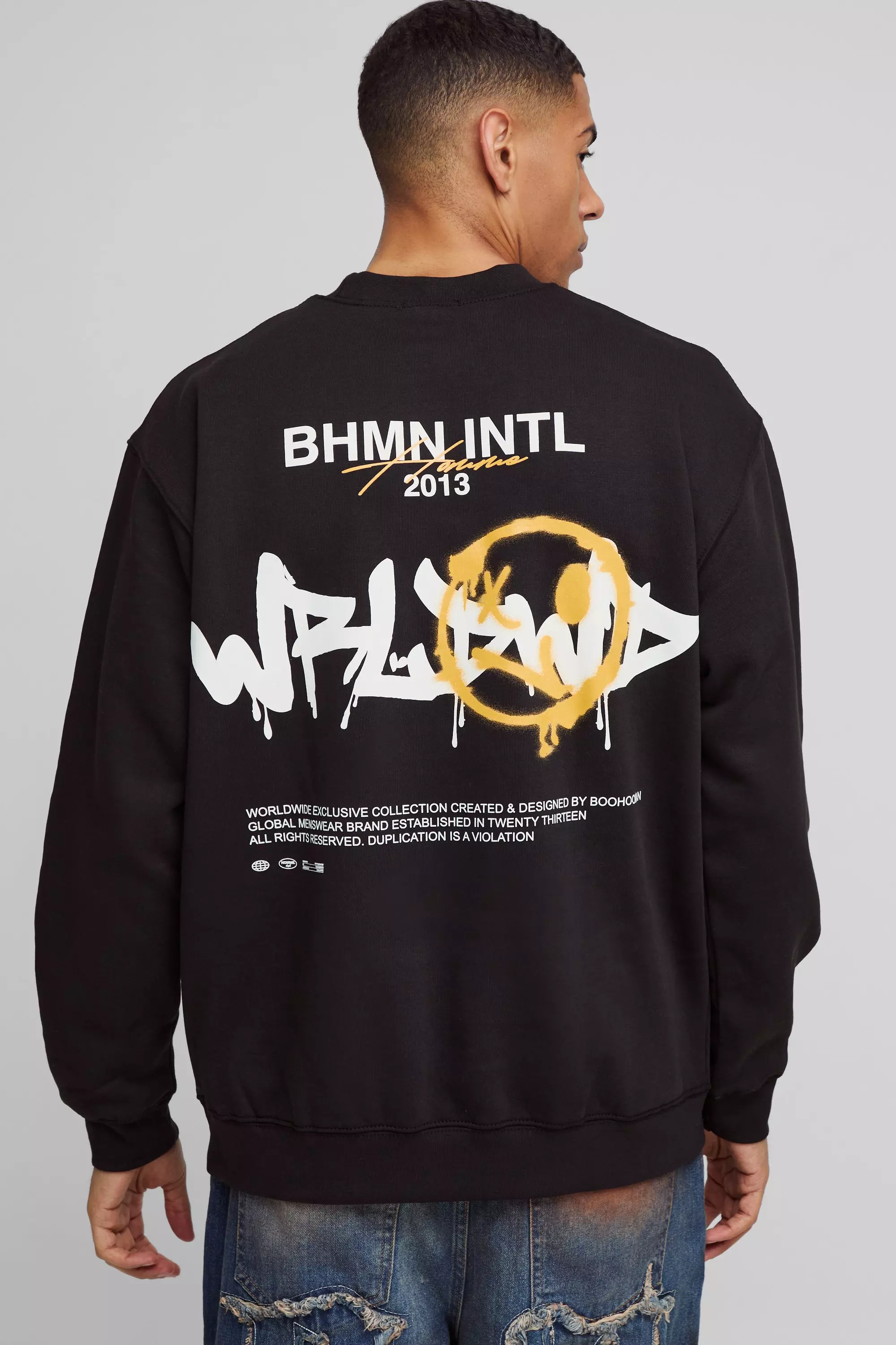 Sweat oversize à imprimé graffiti, Black autre image