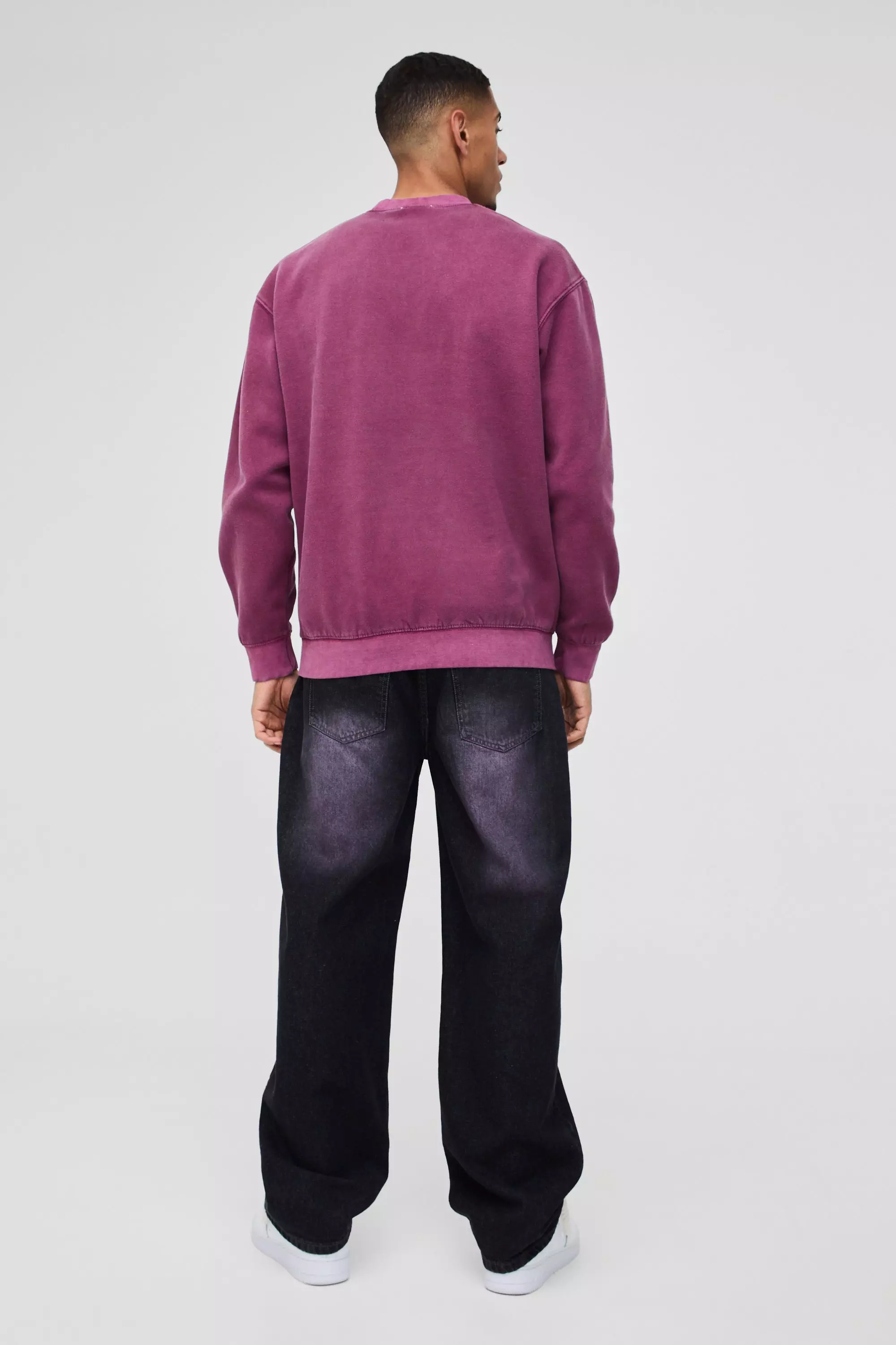 Sweat oversize délavé à imprimé étoile, Maroon autre image
