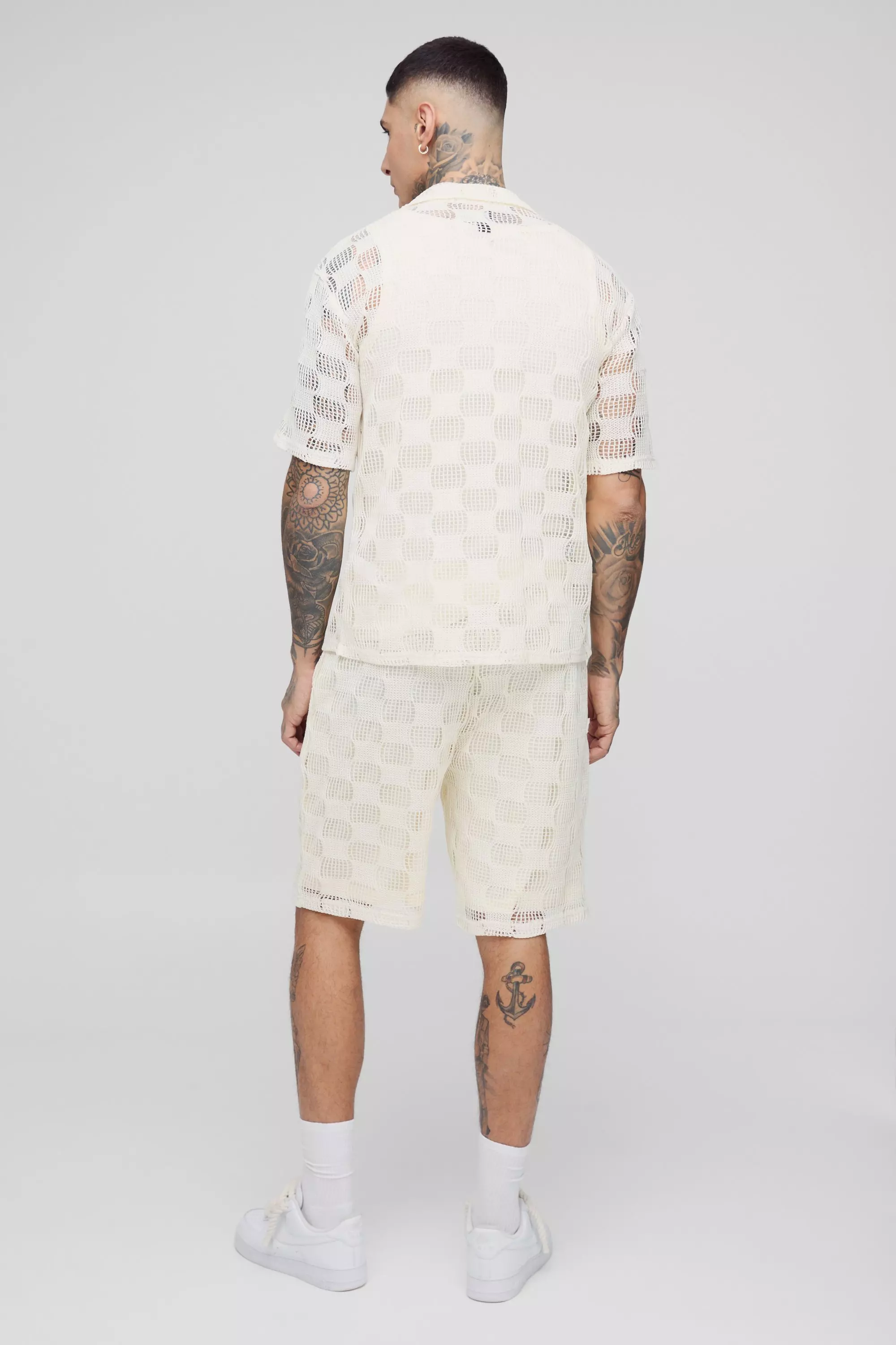 Pantaloncini Tall Traforati A Quadri, Stone immagine alternativa
