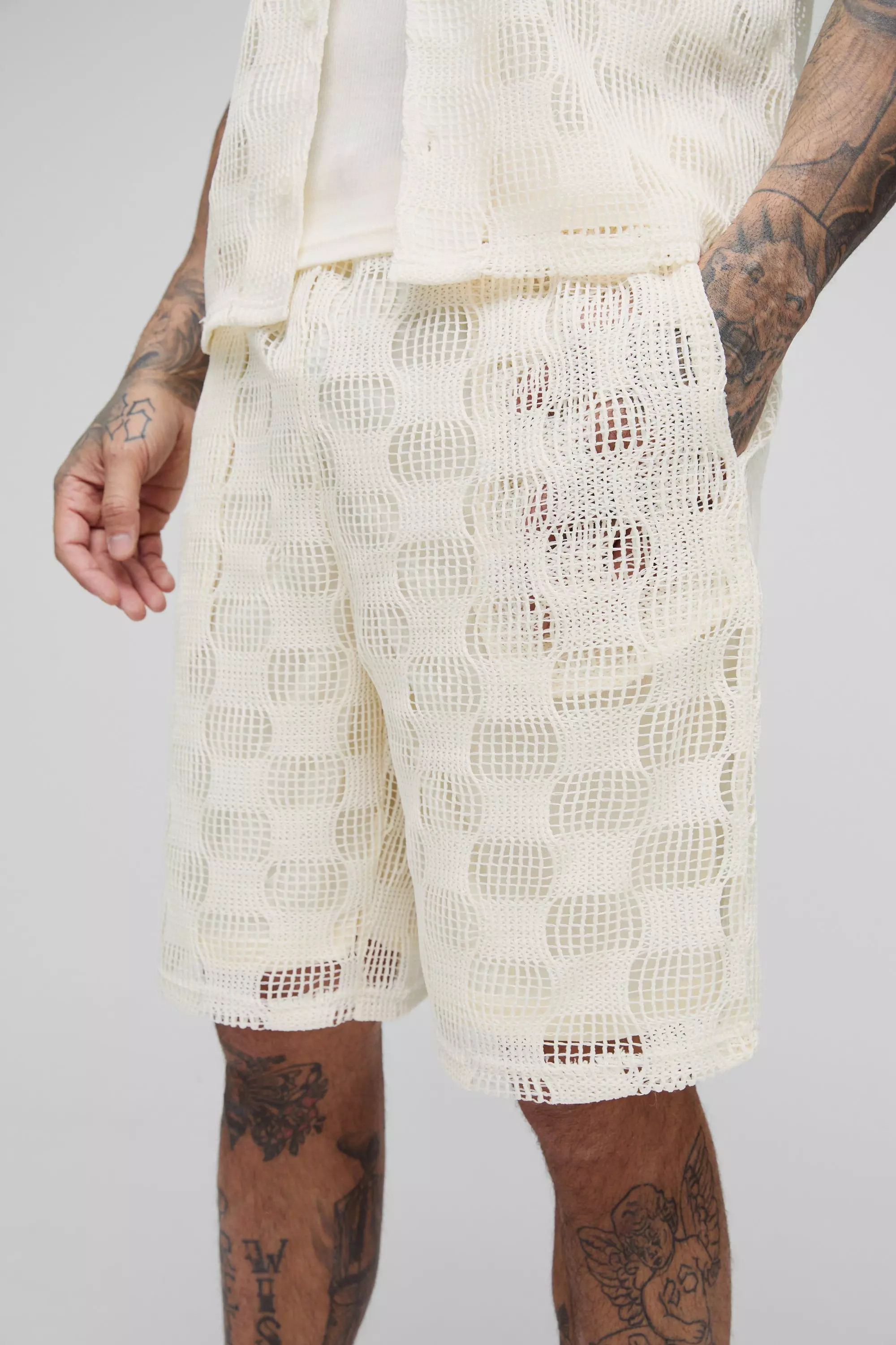Pantaloncini Tall Traforati A Quadri, Stone immagine alternativa