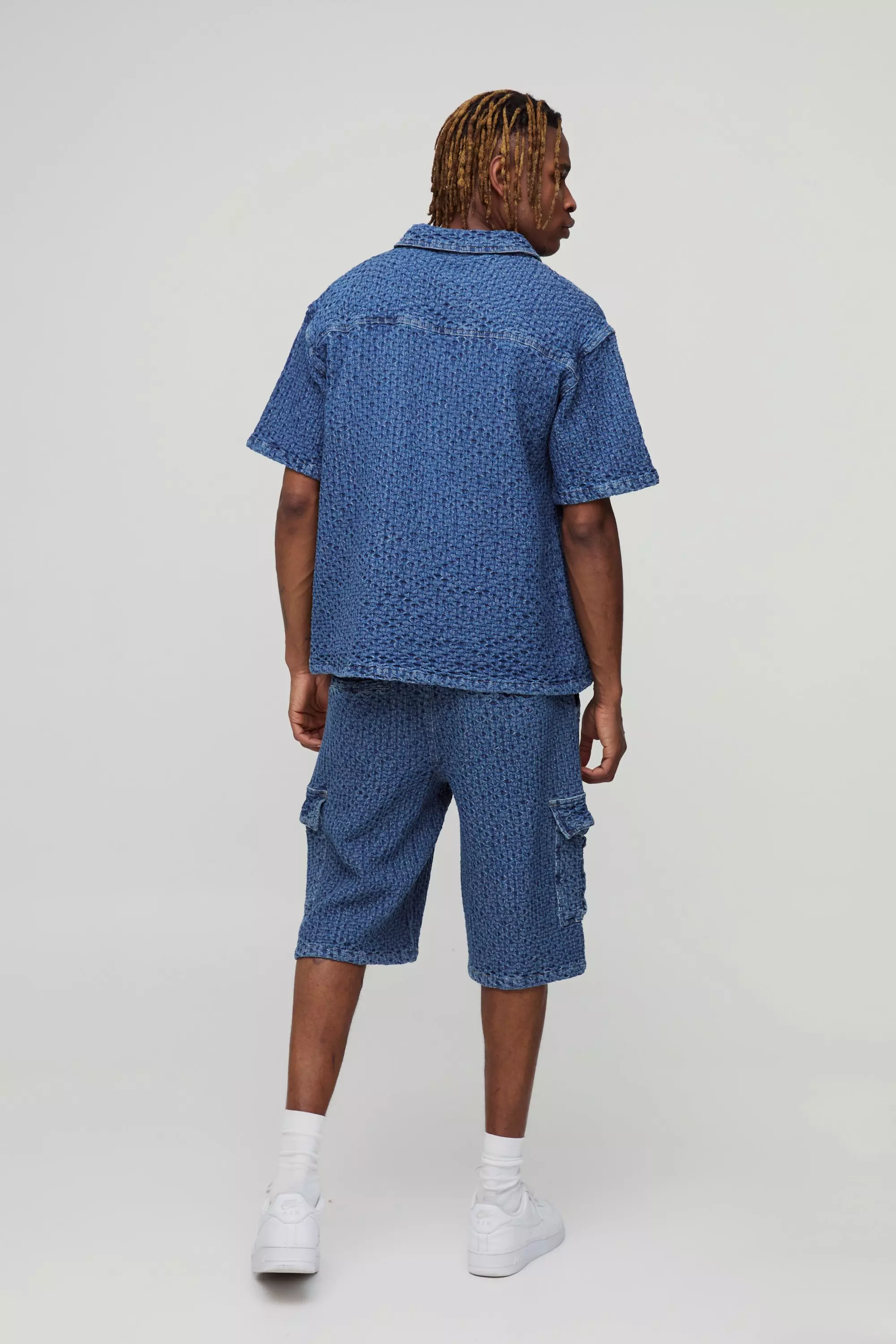 Tall - Chemise oversize en jean texturé, Mid wash autre image
