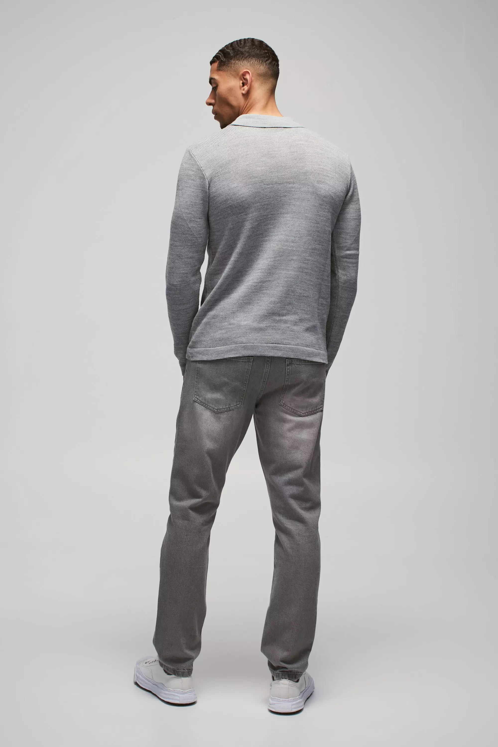 Langärmliges Poloshirt mit Knopf-Detail, Light grey alternatives Bild
