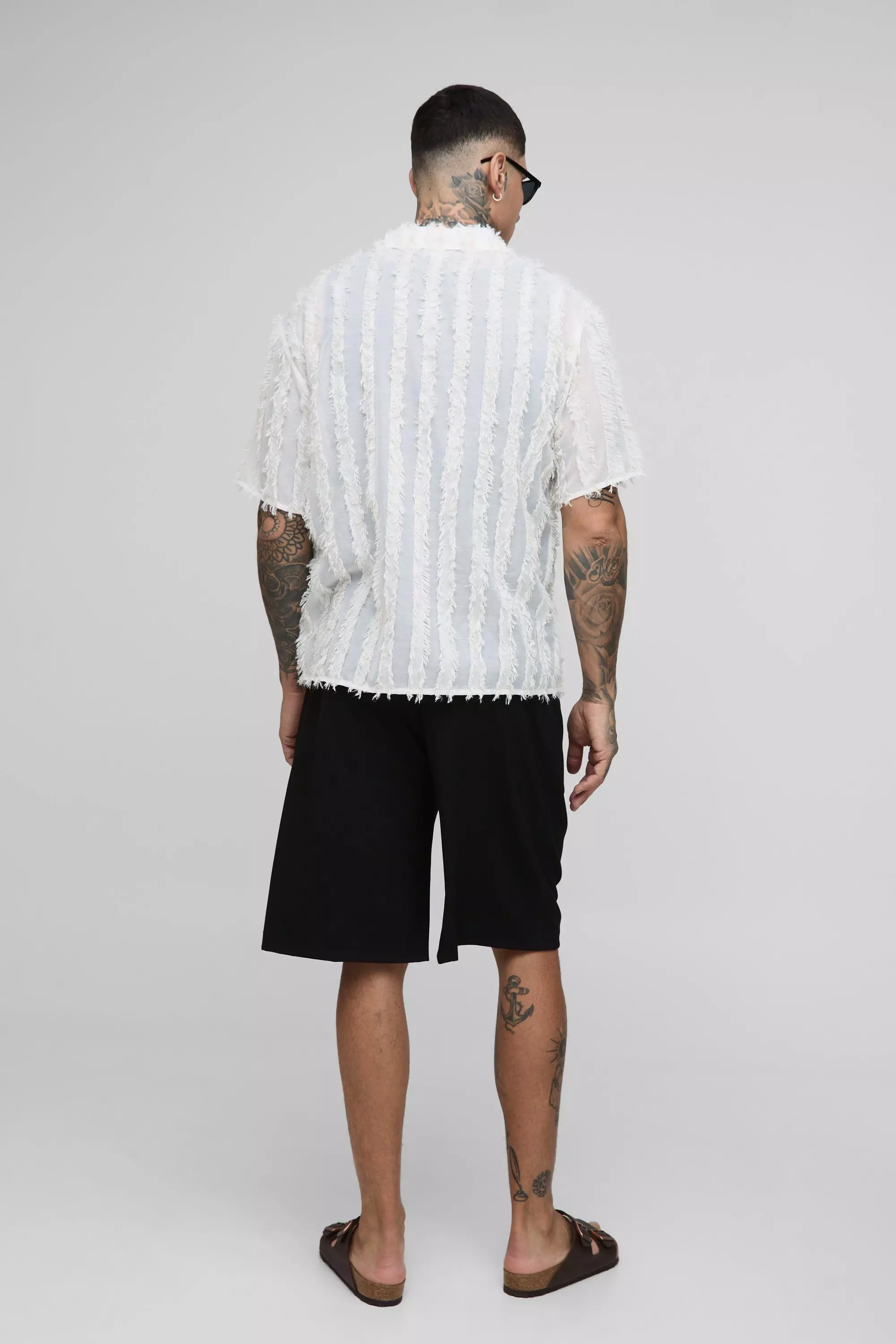 Camicia Tall Rilassata A Righe Trapuntate, Stone immagine alternativa