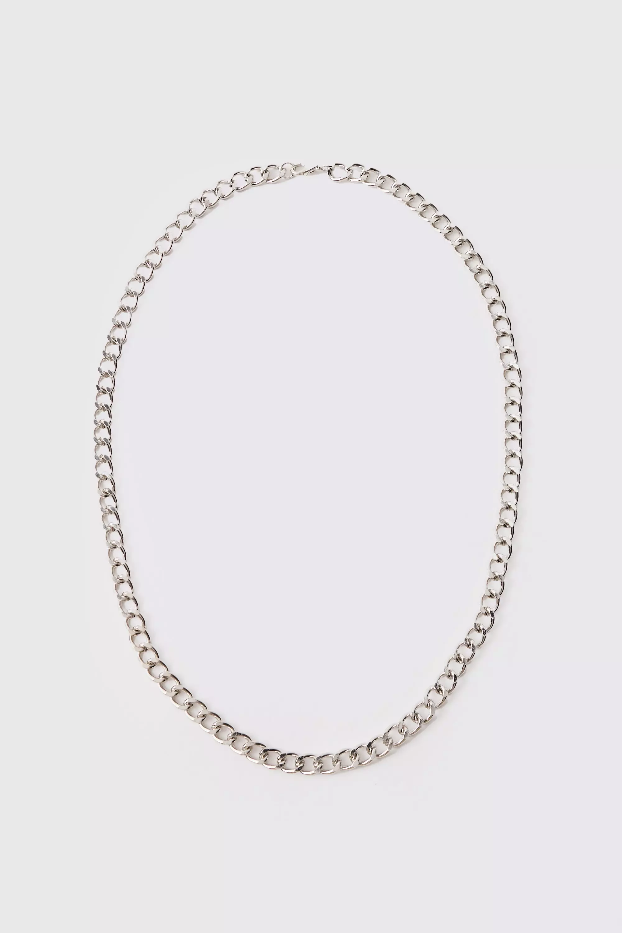 Silver Short Length Plain Chain Necklace