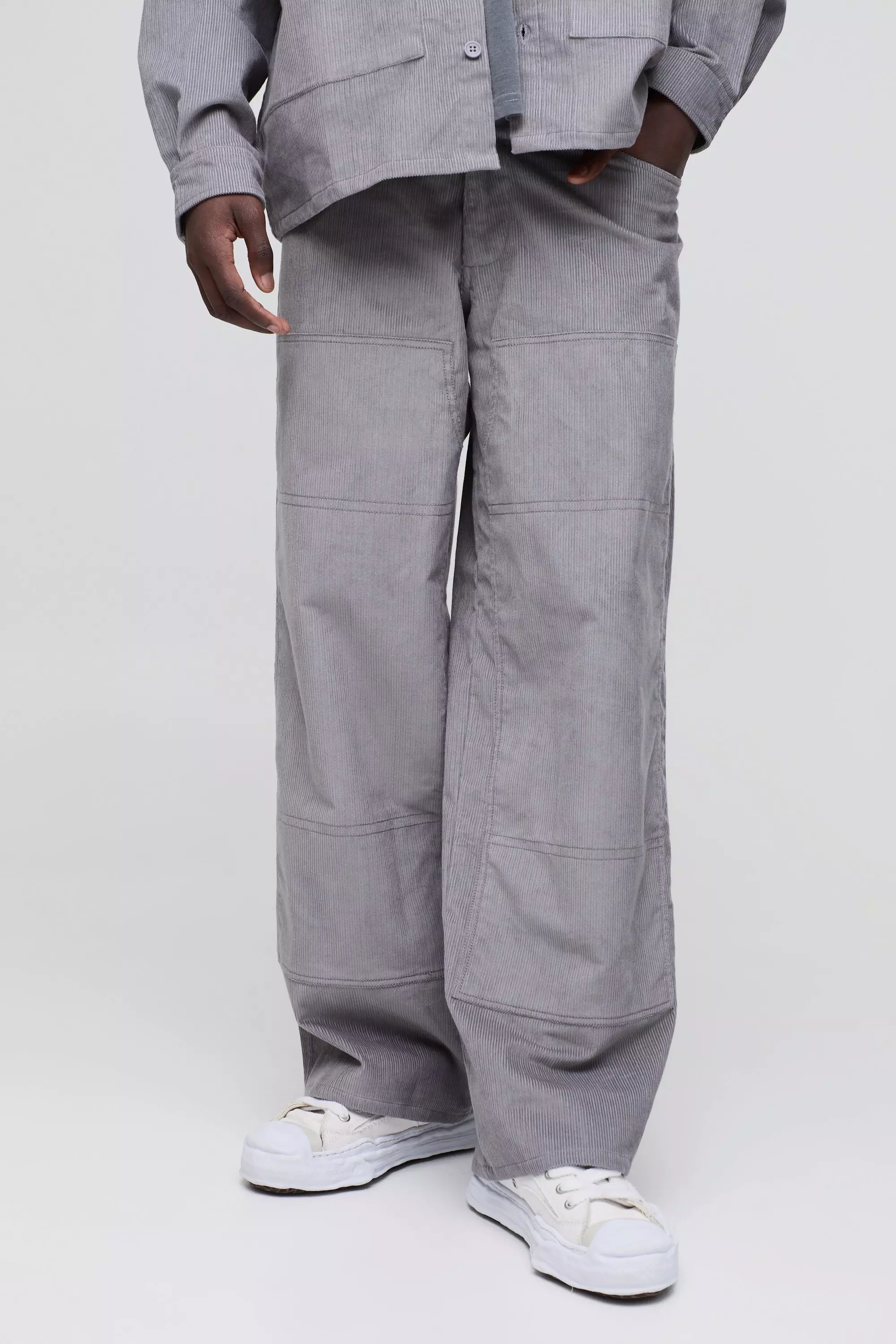 Baggy Carpenter Corduroy Trousers Grey