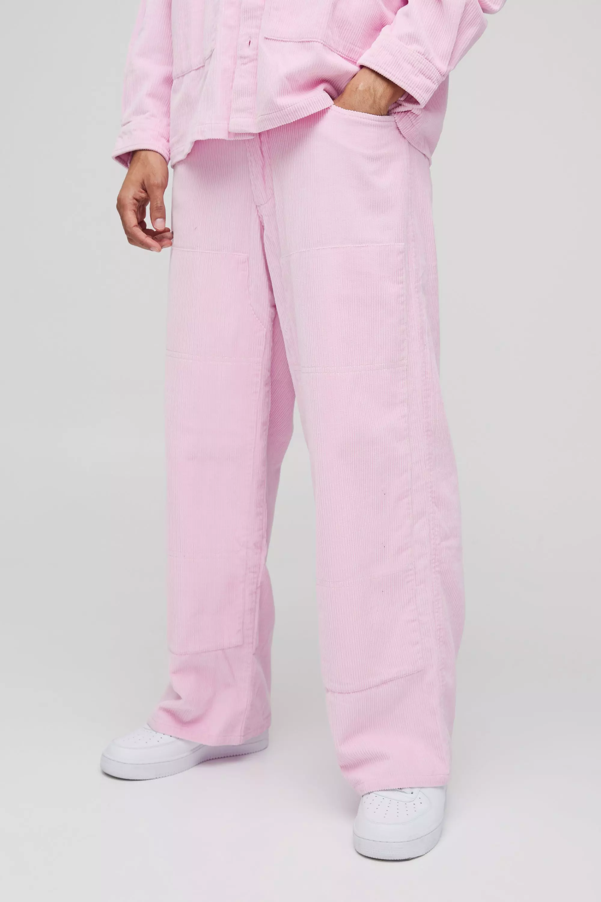 Baggy Carpenter Corduroy Pants Pink