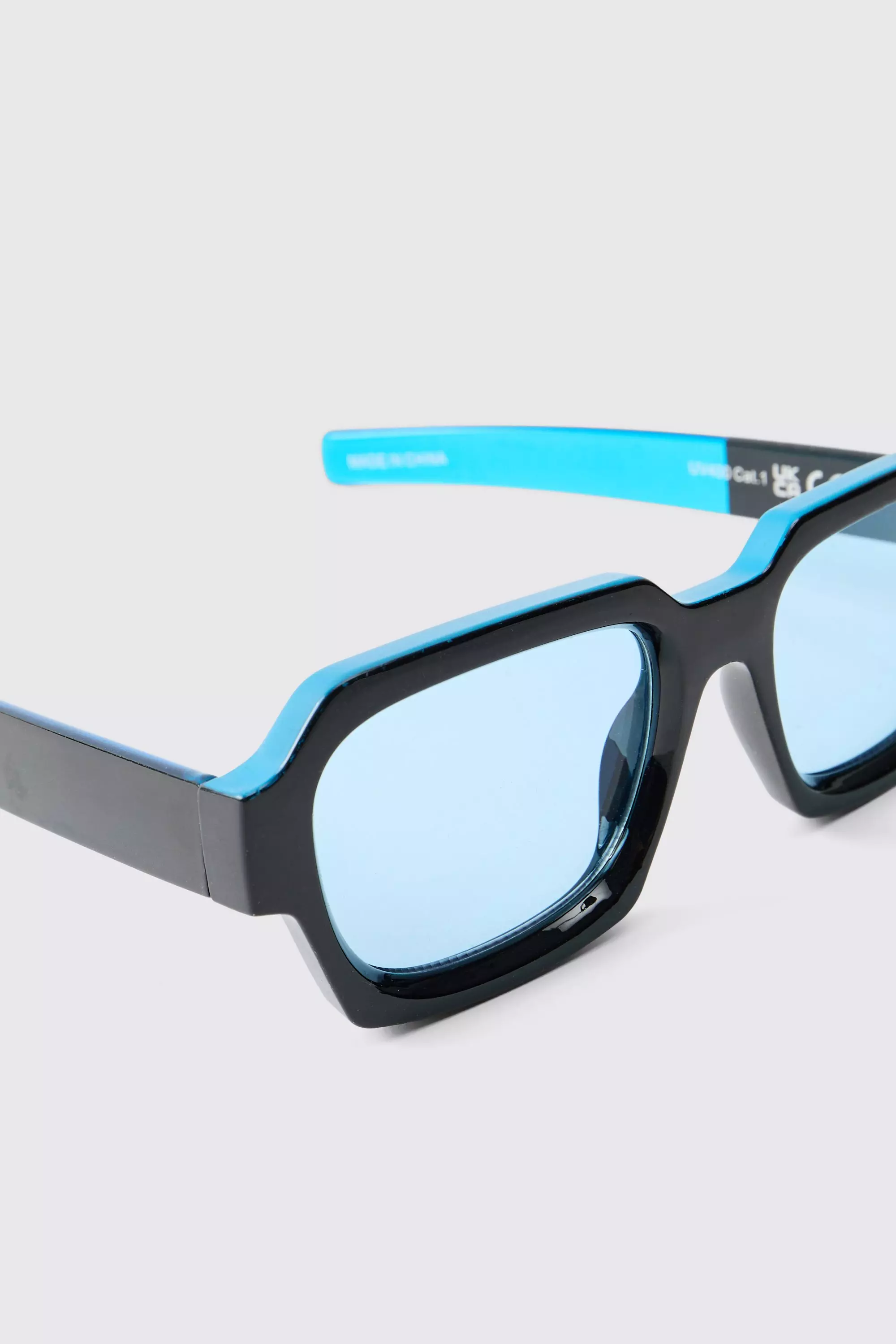 Occhiali Da Sole Squadrati In Colori A Contrasto, Blue immagine alternativa